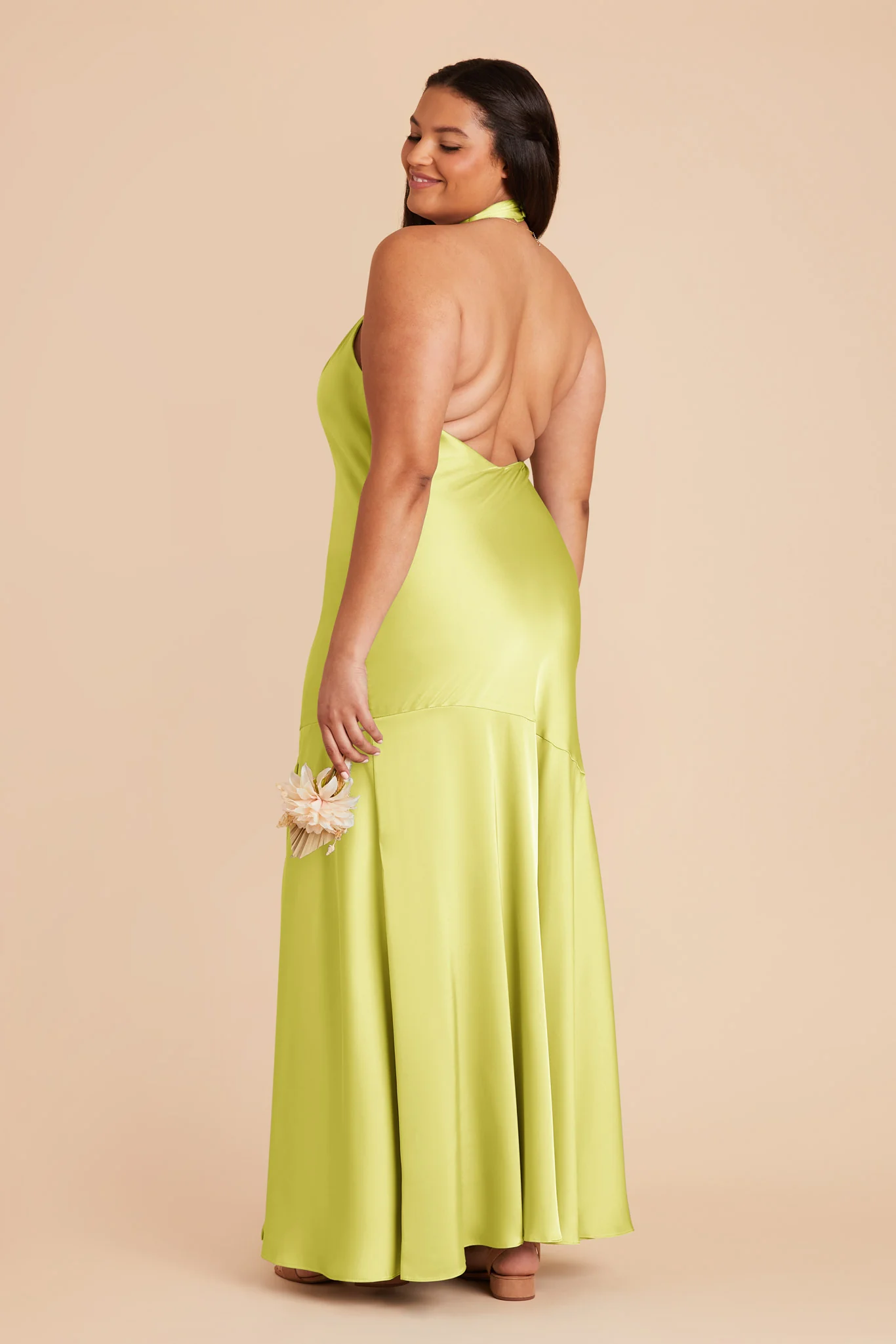 Stephanie Matte Satin Dress - Chartreuse - Image 9