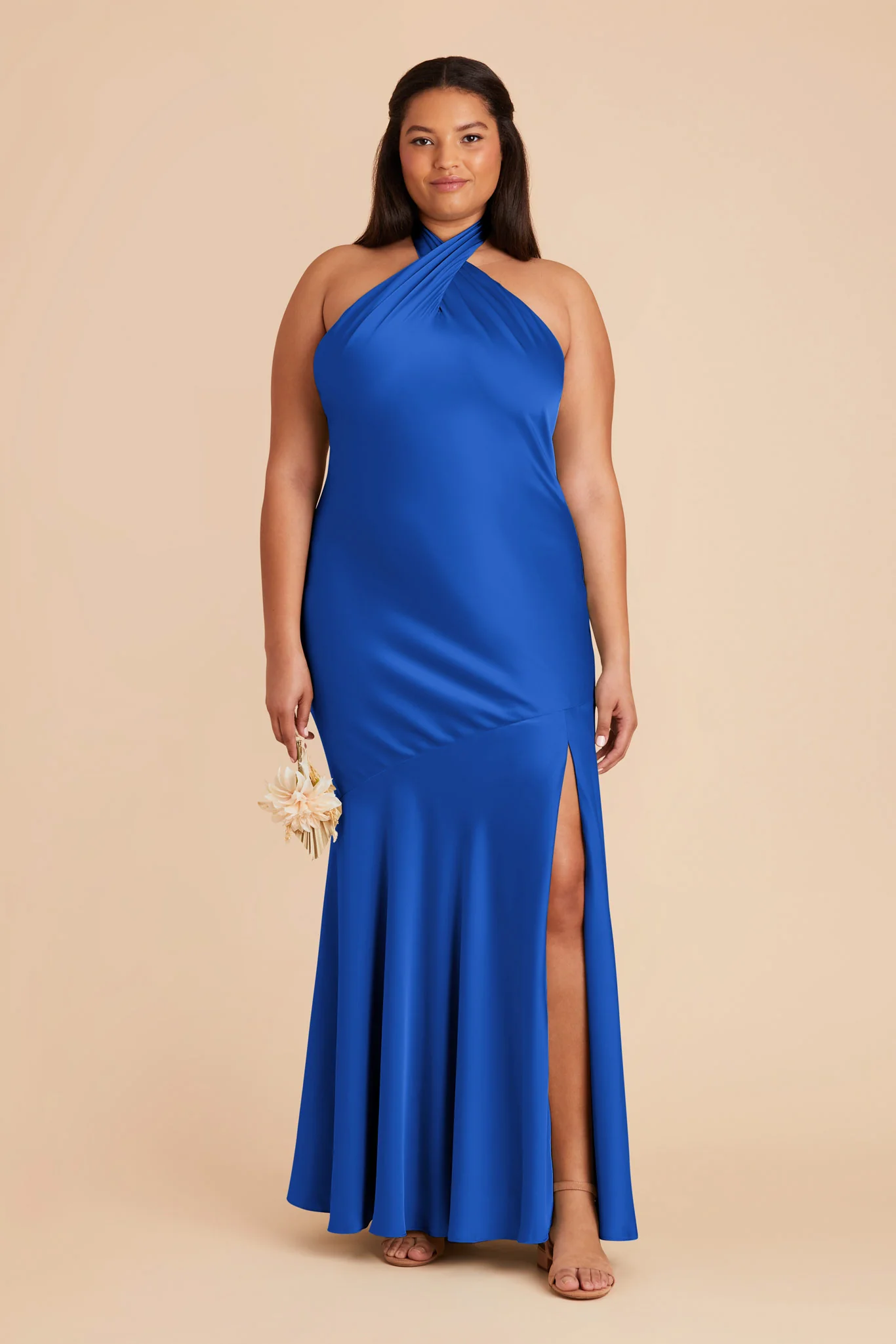 Stephanie Matte Satin Dress - Cobalt Blue - Image 2