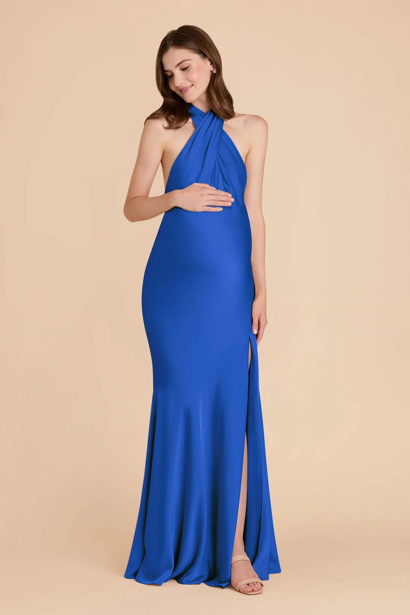 Stephanie Matte Satin Dress - Cobalt Blue - Image 3