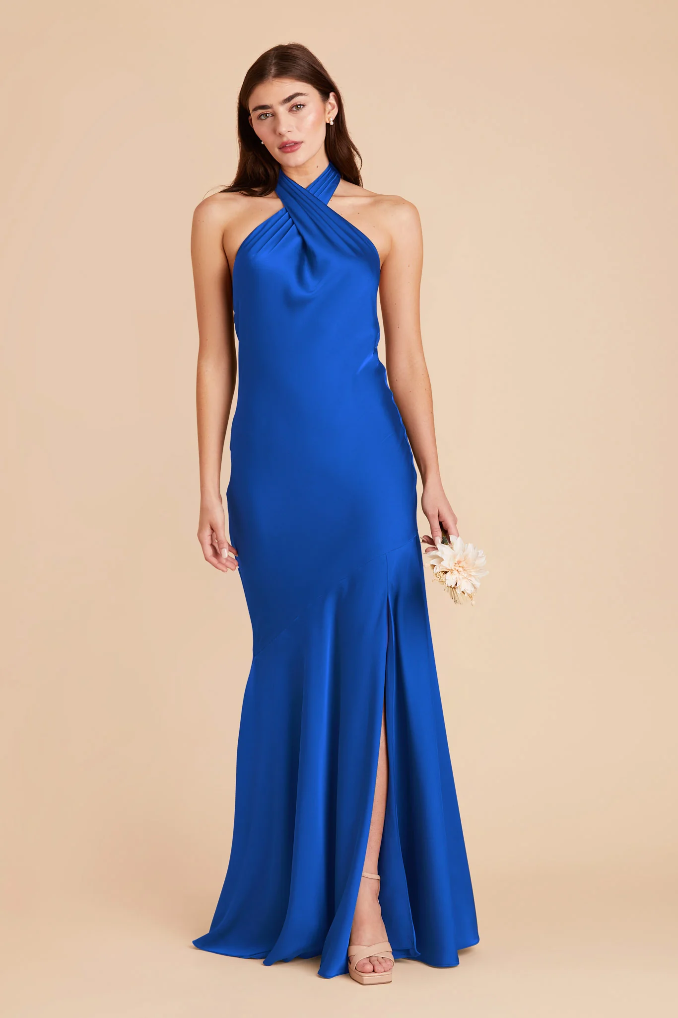 Stephanie Matte Satin Dress - Cobalt Blue - Image 4