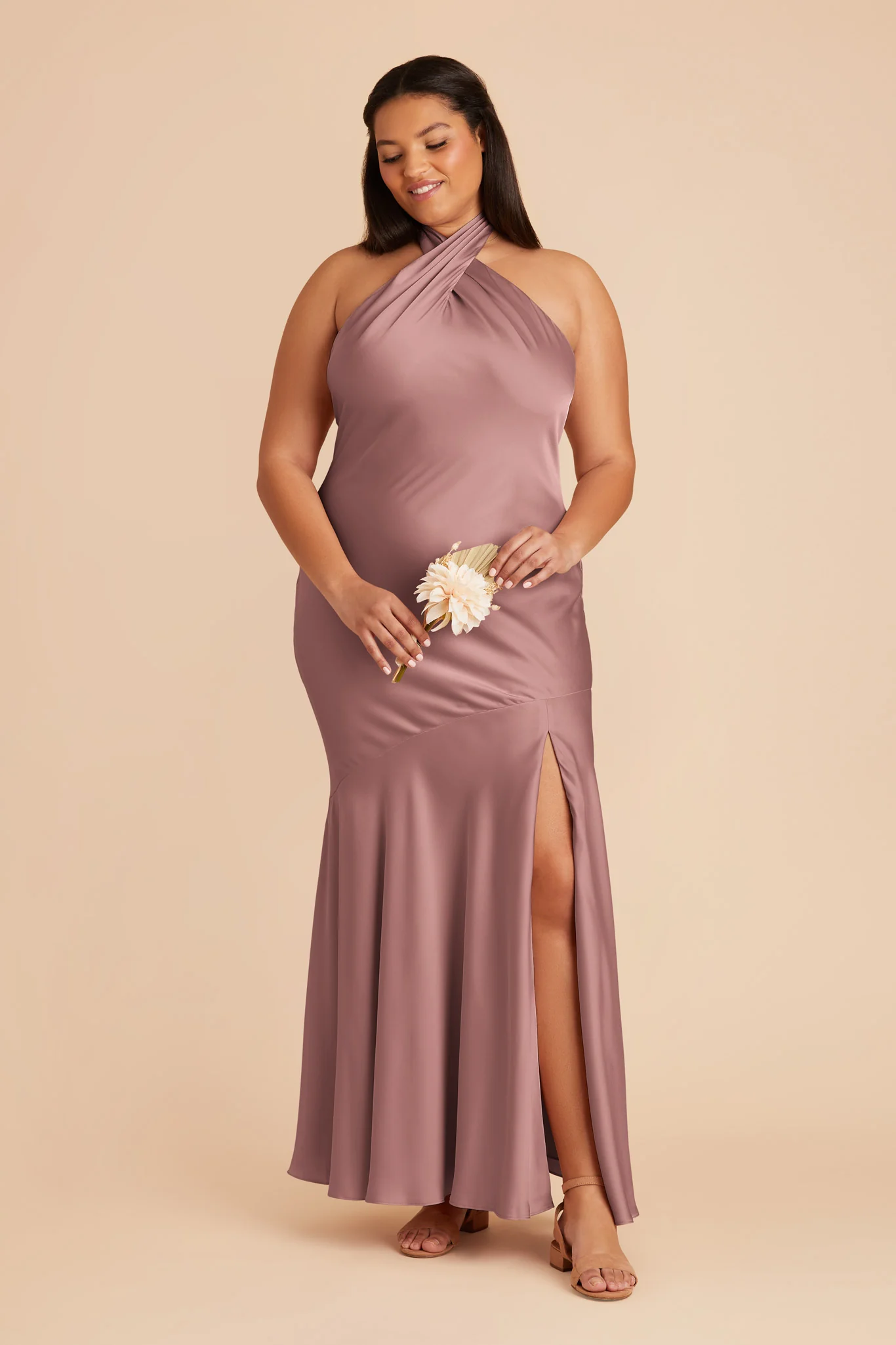 Stephanie Matte Satin Dress - Dark Mauve - Image 8