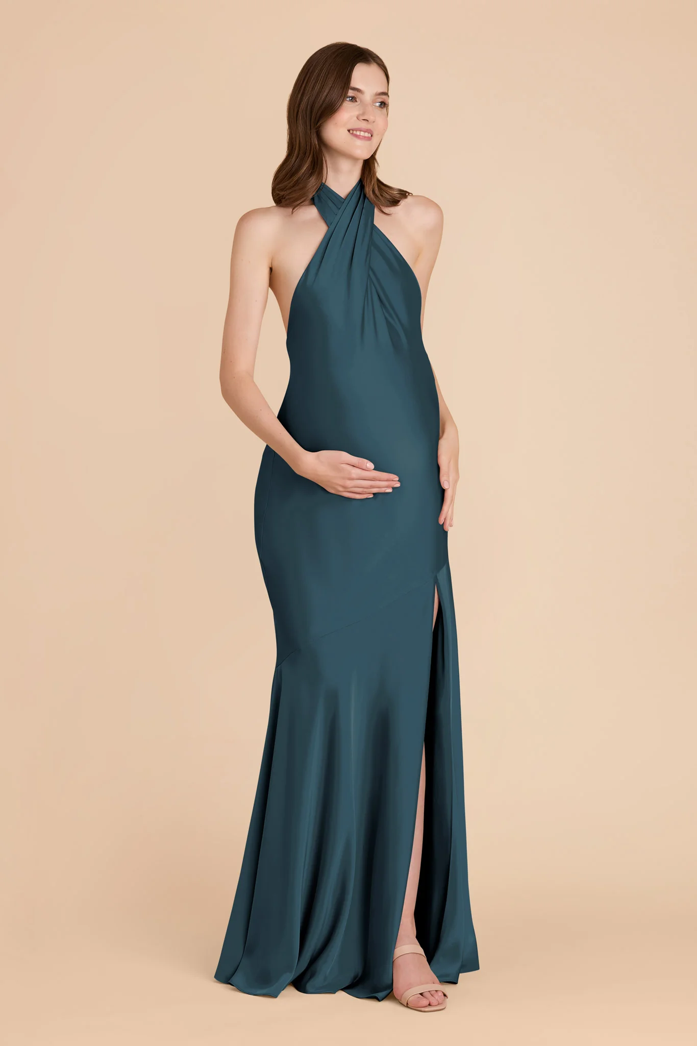 Stephanie Matte Satin Dress - Dark Teal - Image 7