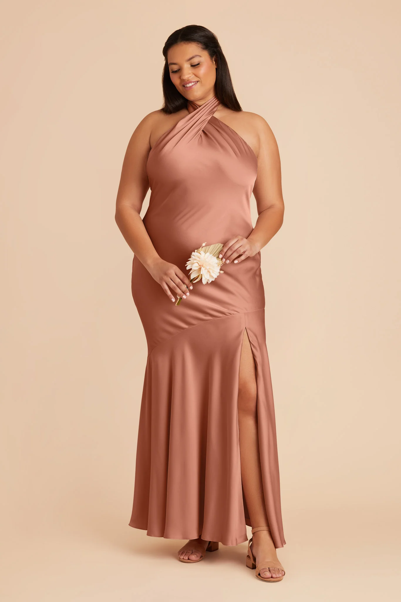 Stephanie Matte Satin Dress - Desert Rose - Image 2