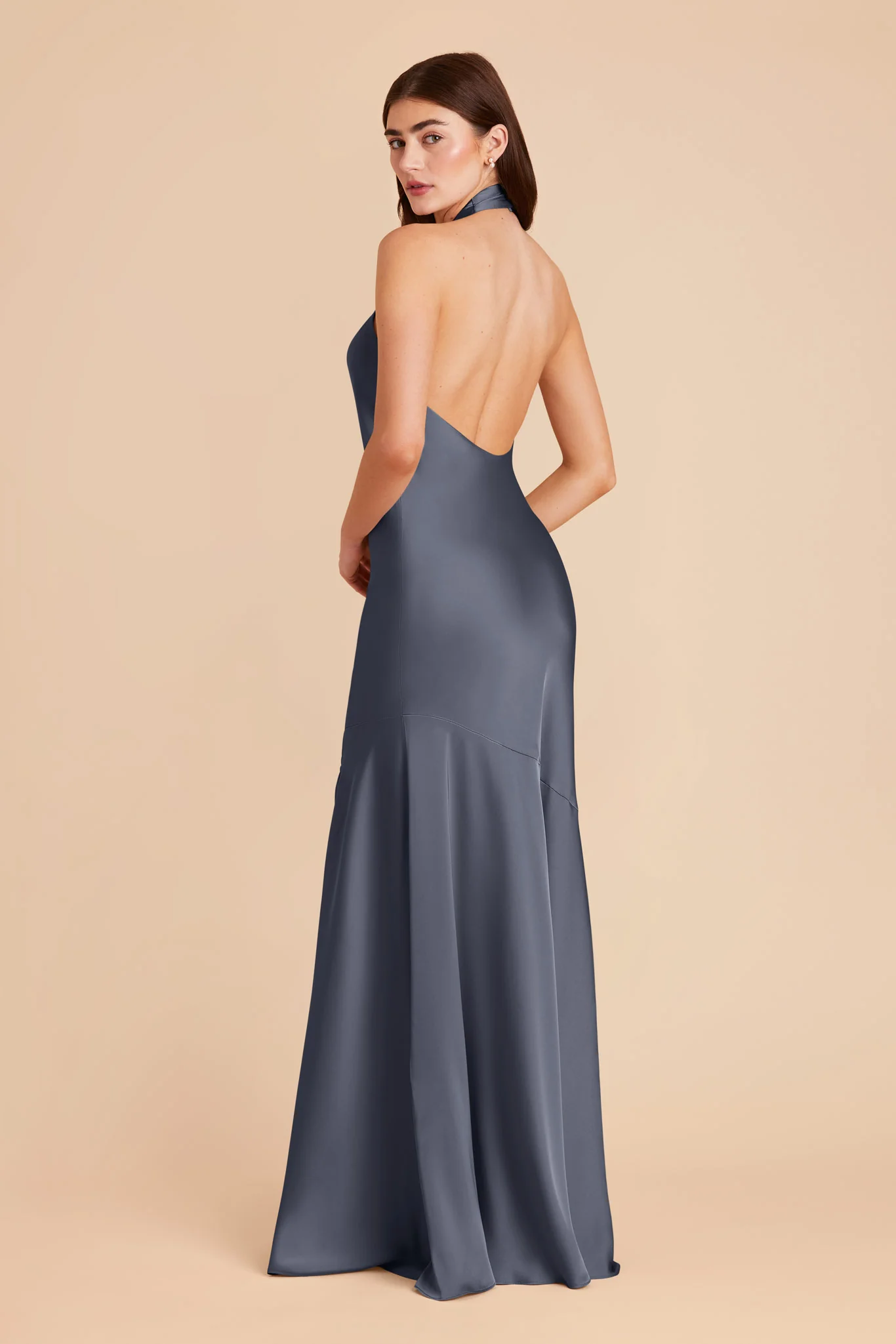 Stephanie Matte Satin Dress - Dusk Blue - Image 4