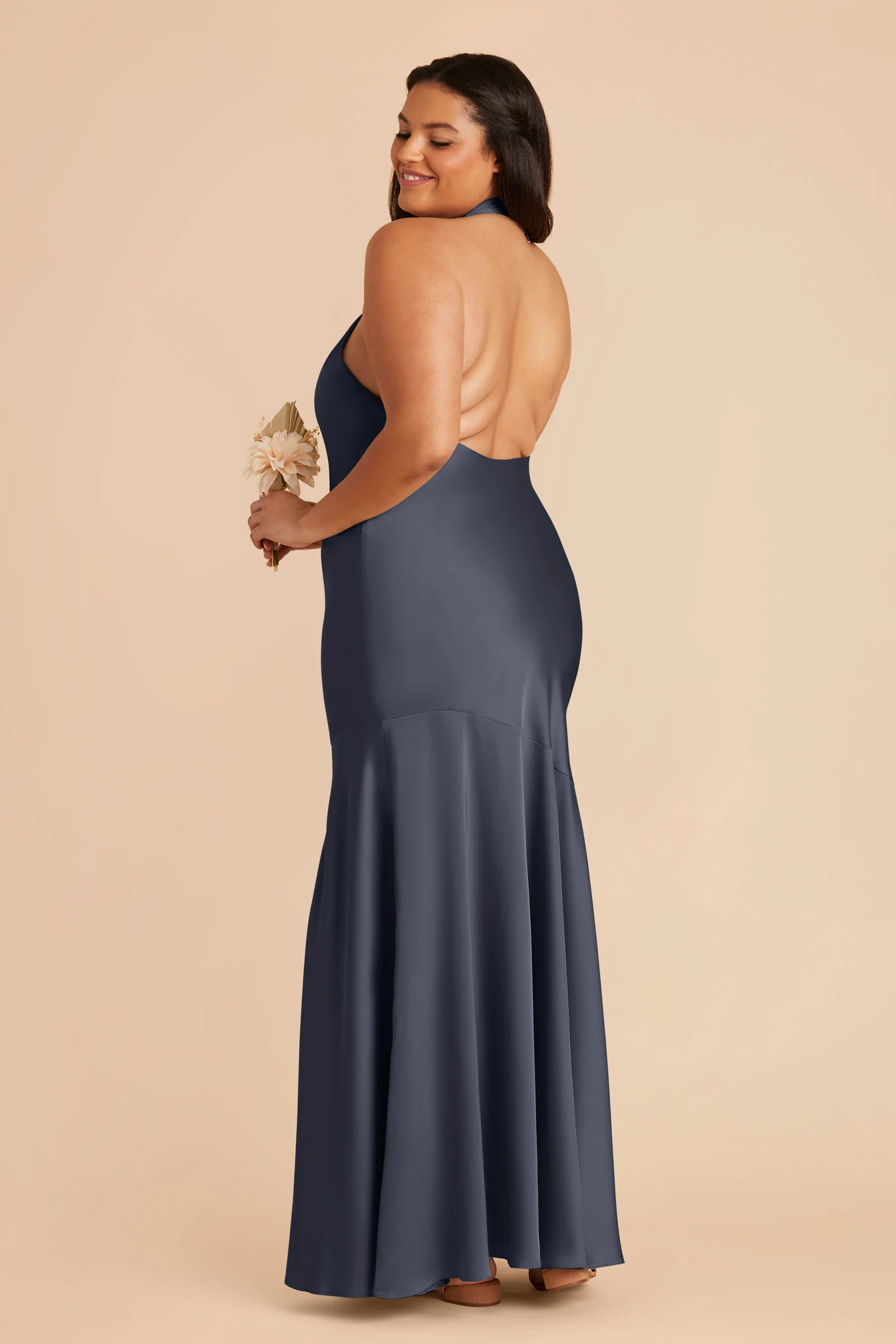Stephanie Matte Satin Dress - Dusk Blue - Image 9