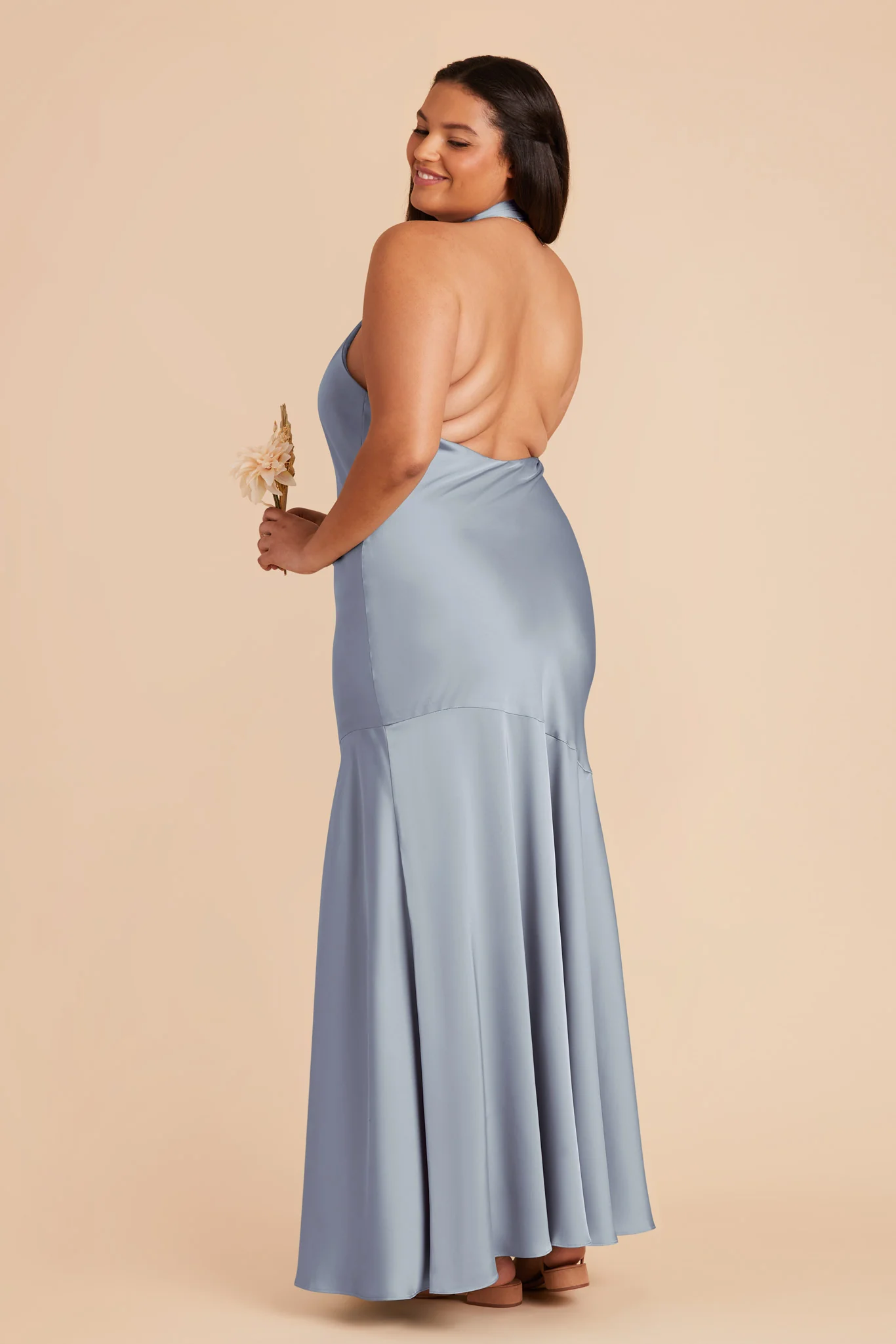 Stephanie Matte Satin Dress - Dusty Blue - Image 9