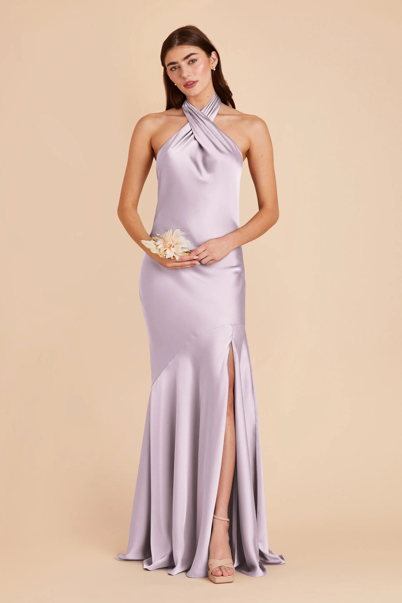Stephanie Matte Satin Dress - Dusty Lilac