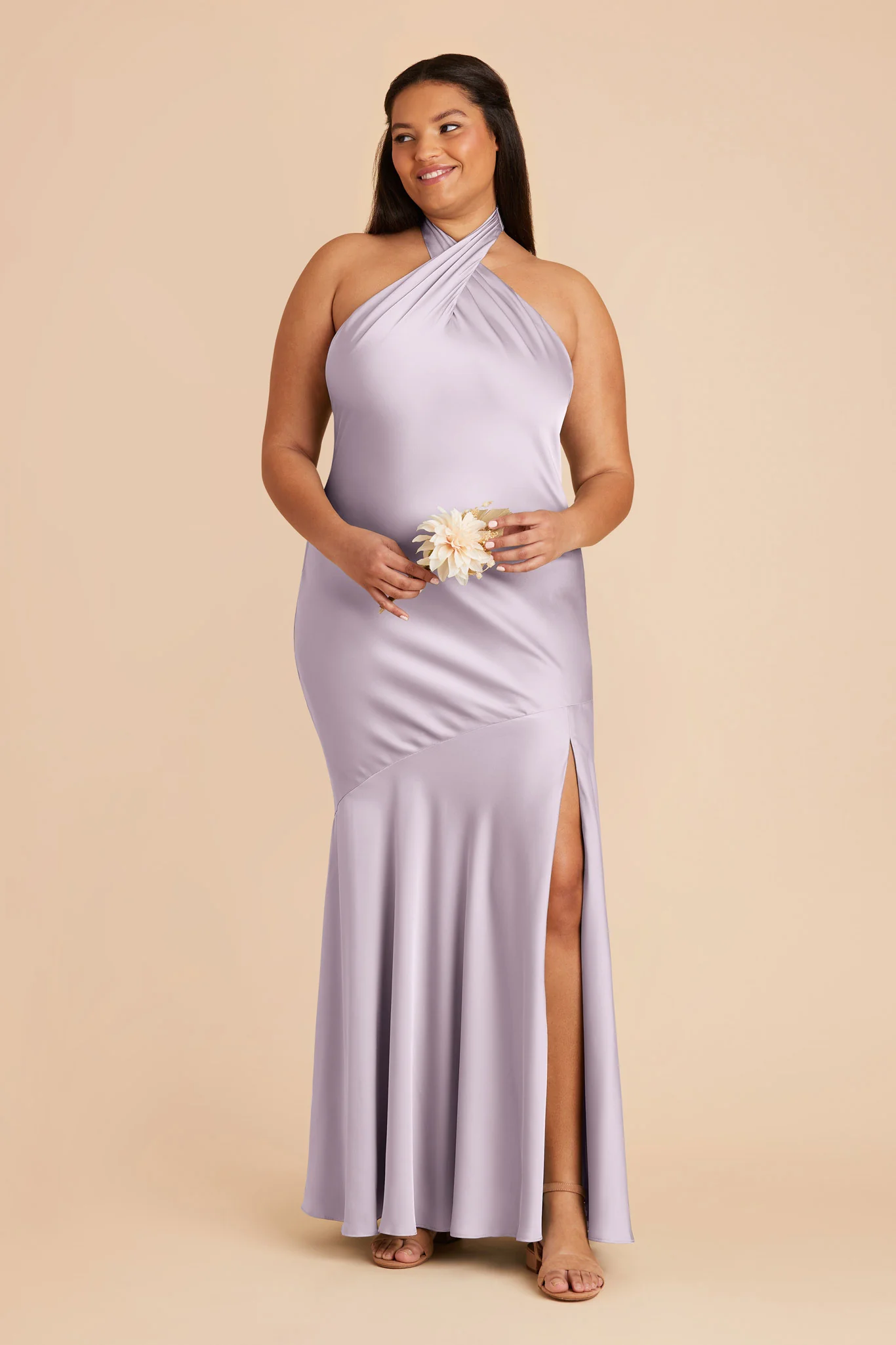 Stephanie Matte Satin Dress - Dusty Lilac - Image 6