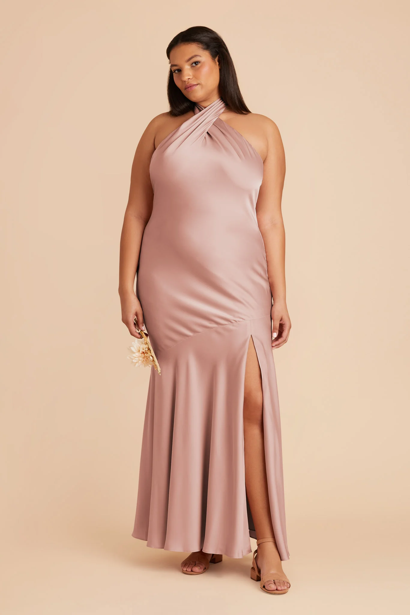 Stephanie Matte Satin Dress - English Rose - Image 6