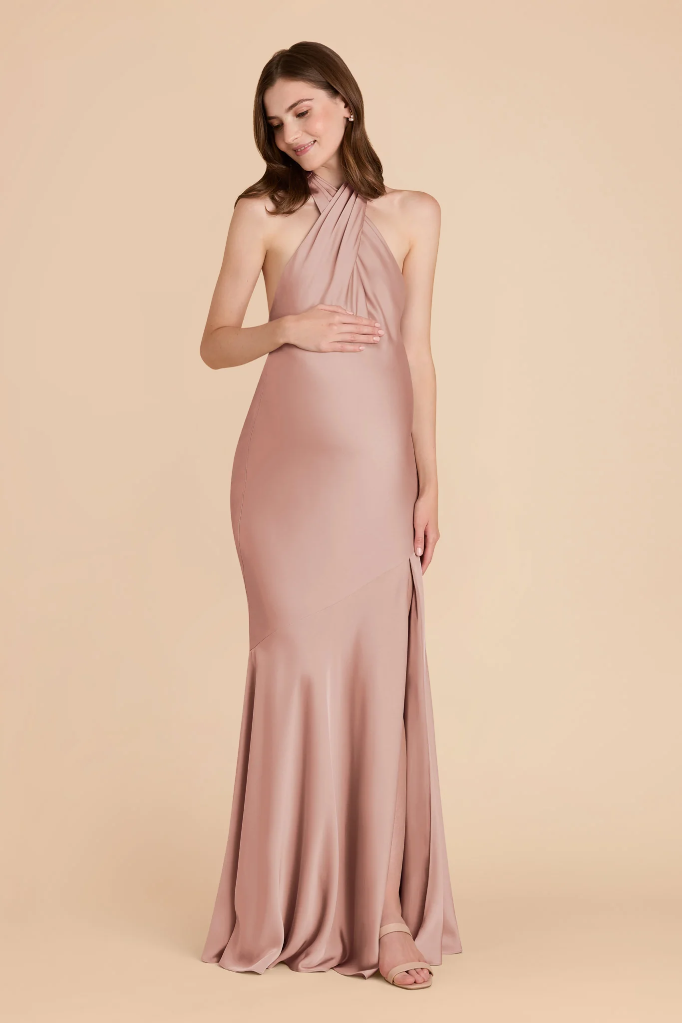 Stephanie Matte Satin Dress - English Rose - Image 7