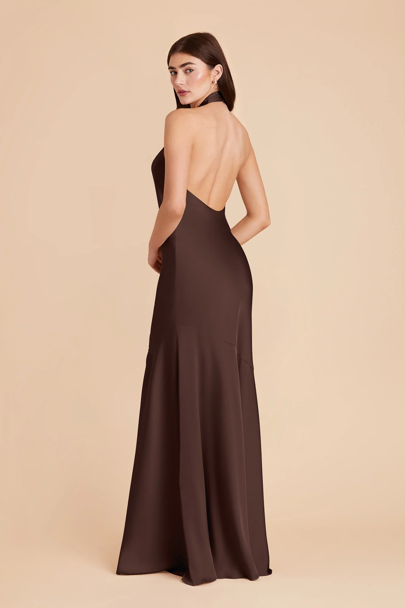 Stephanie Matte Satin Dress - Espresso - Image 5