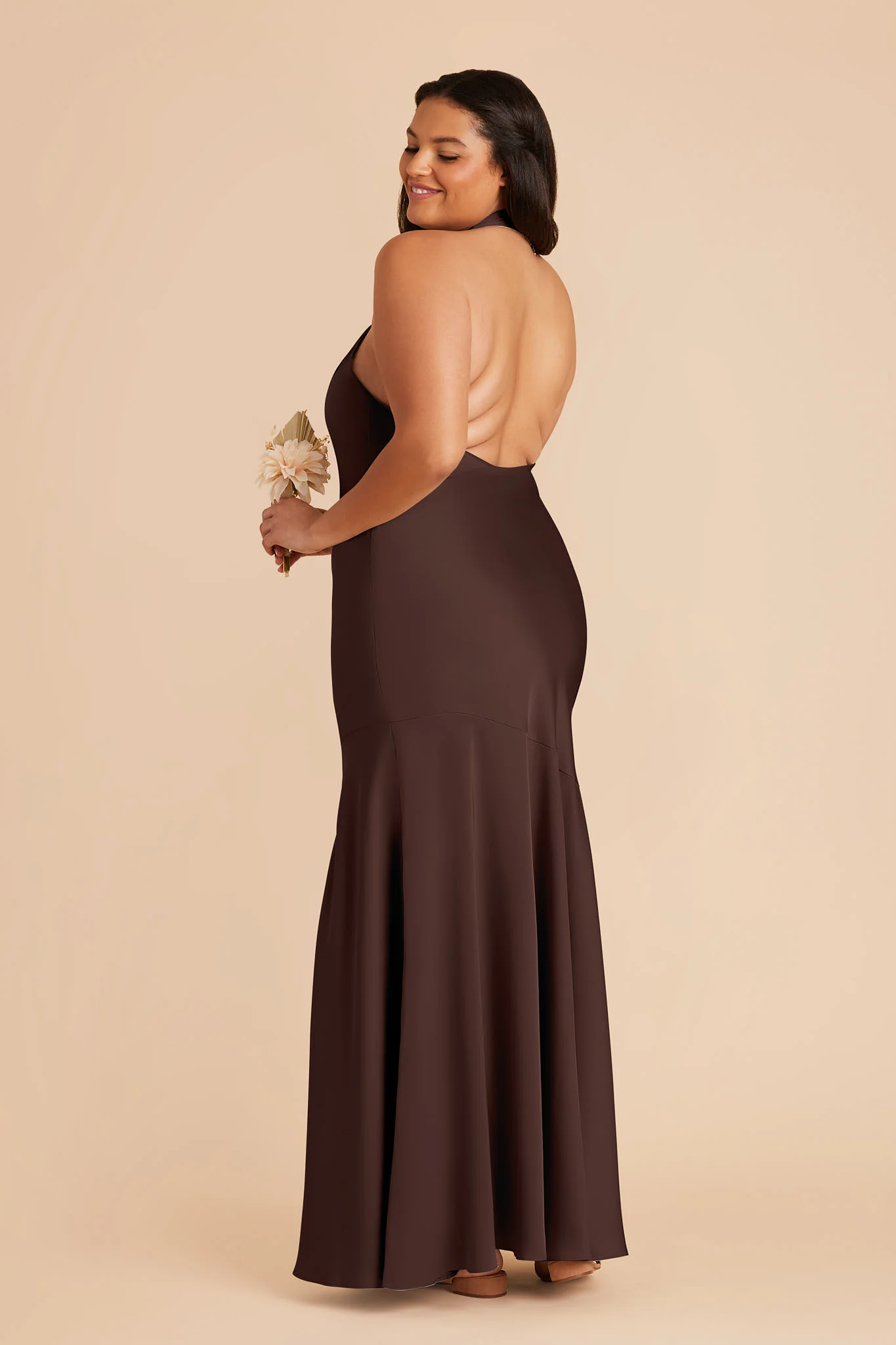Stephanie Matte Satin Dress - Espresso - Image 9
