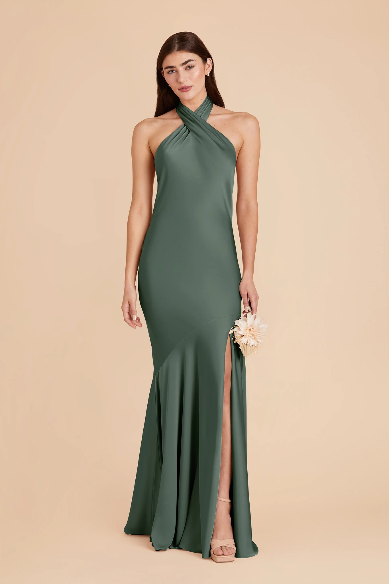Stephanie Matte Satin Dress - Eucalyptus