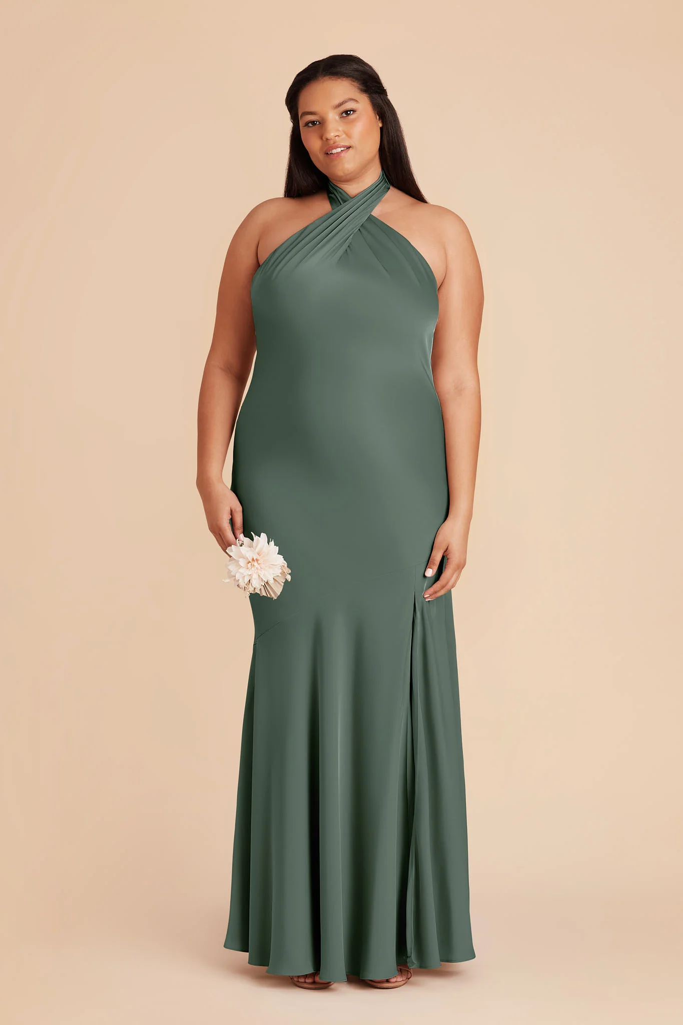 Stephanie Matte Satin Dress - Eucalyptus - Image 7