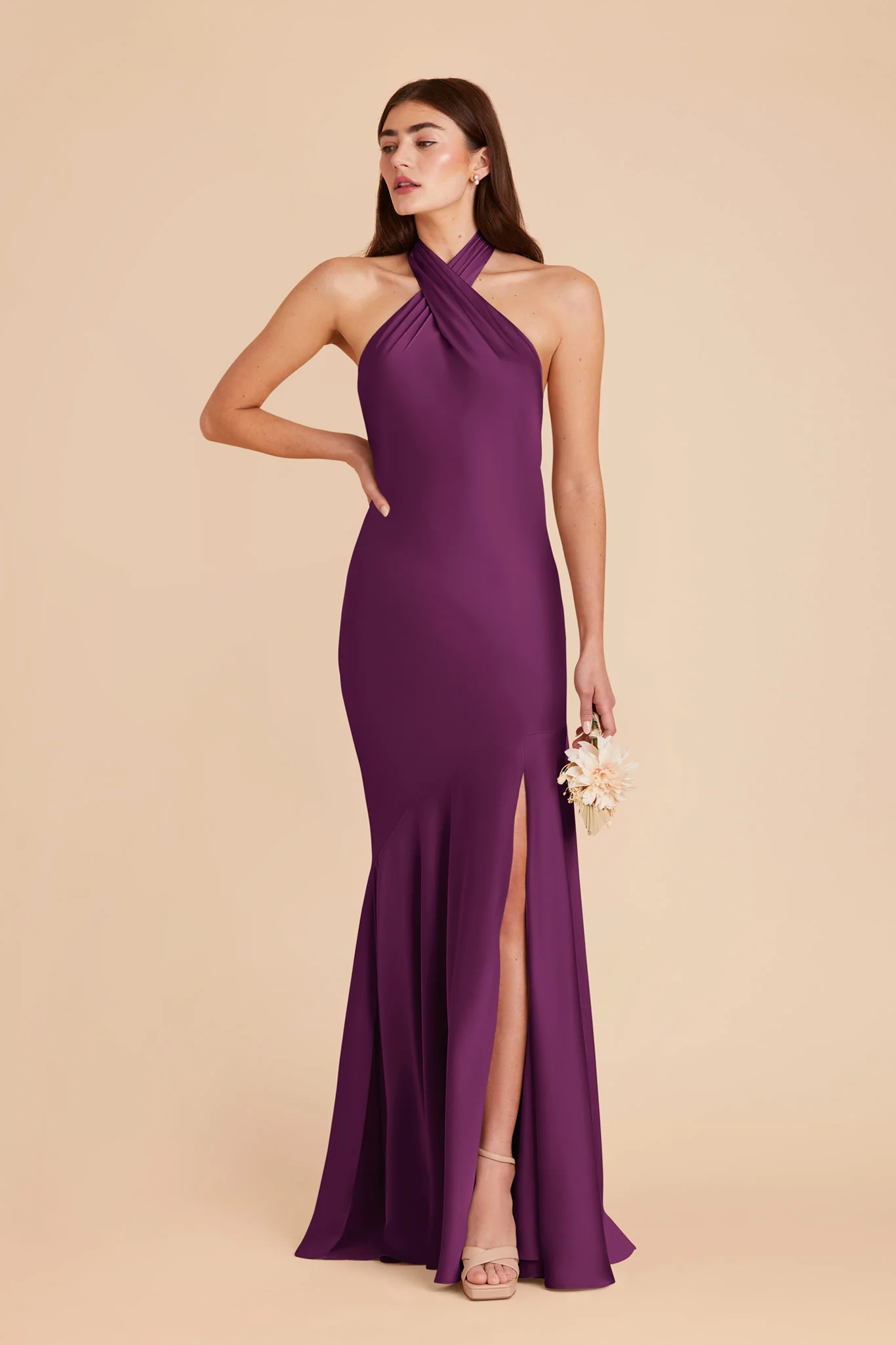Stephanie Matte Satin Dress - Fig - Image 3