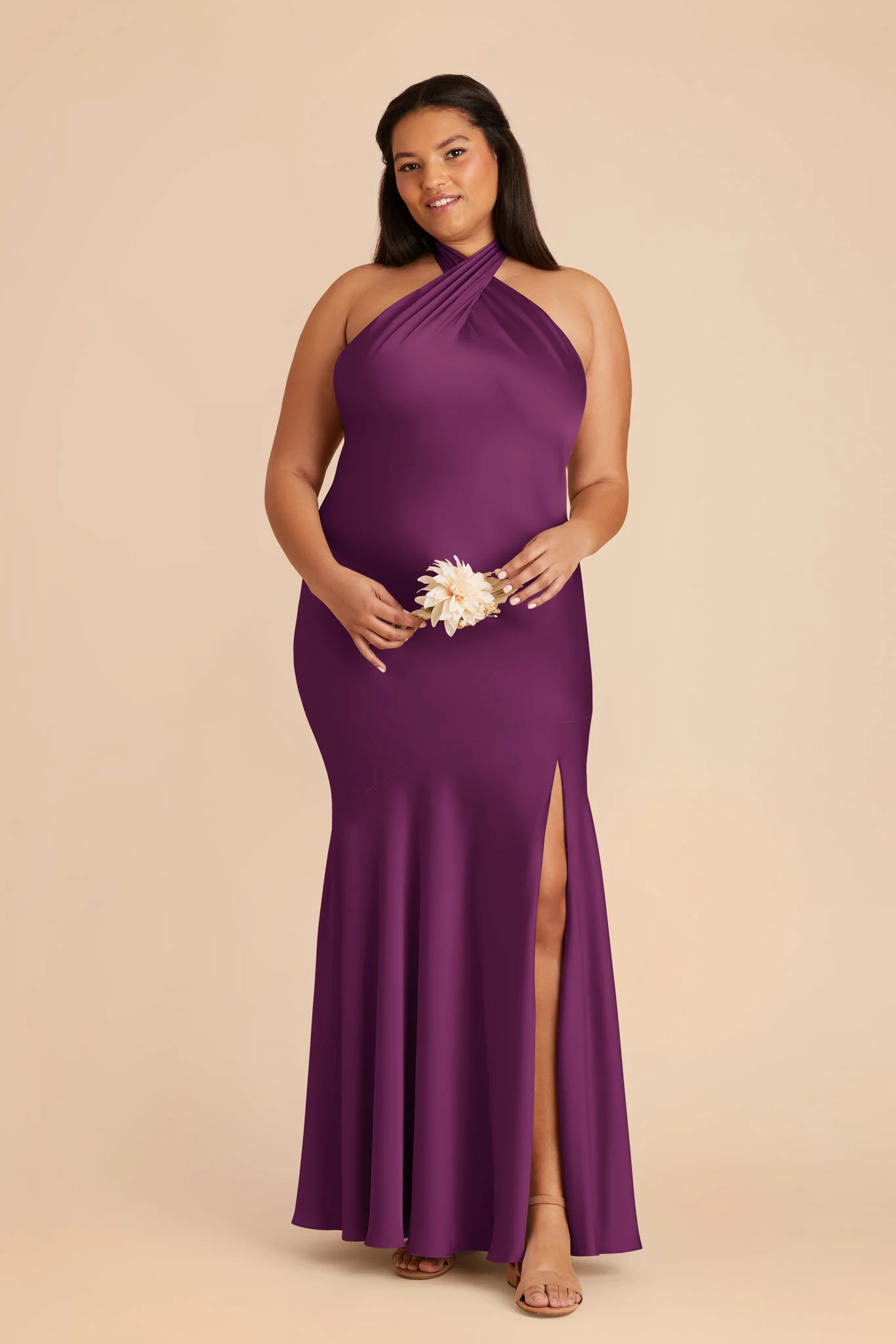 Stephanie Matte Satin Dress - Fig - Image 8