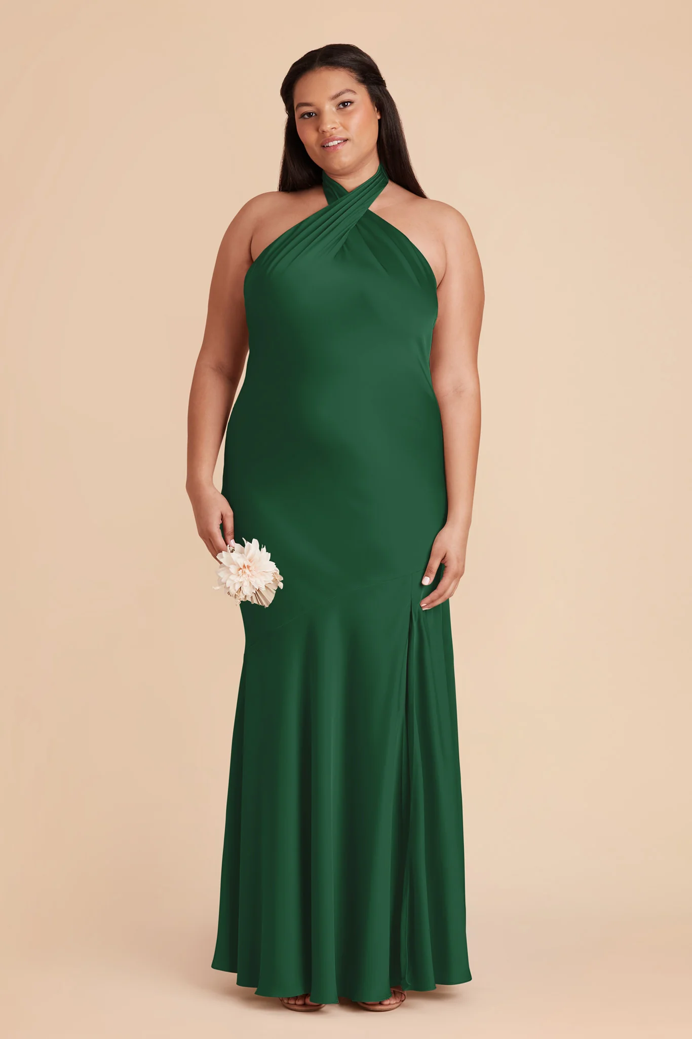 Stephanie Matte Satin Dress - Forest Green - Image 2