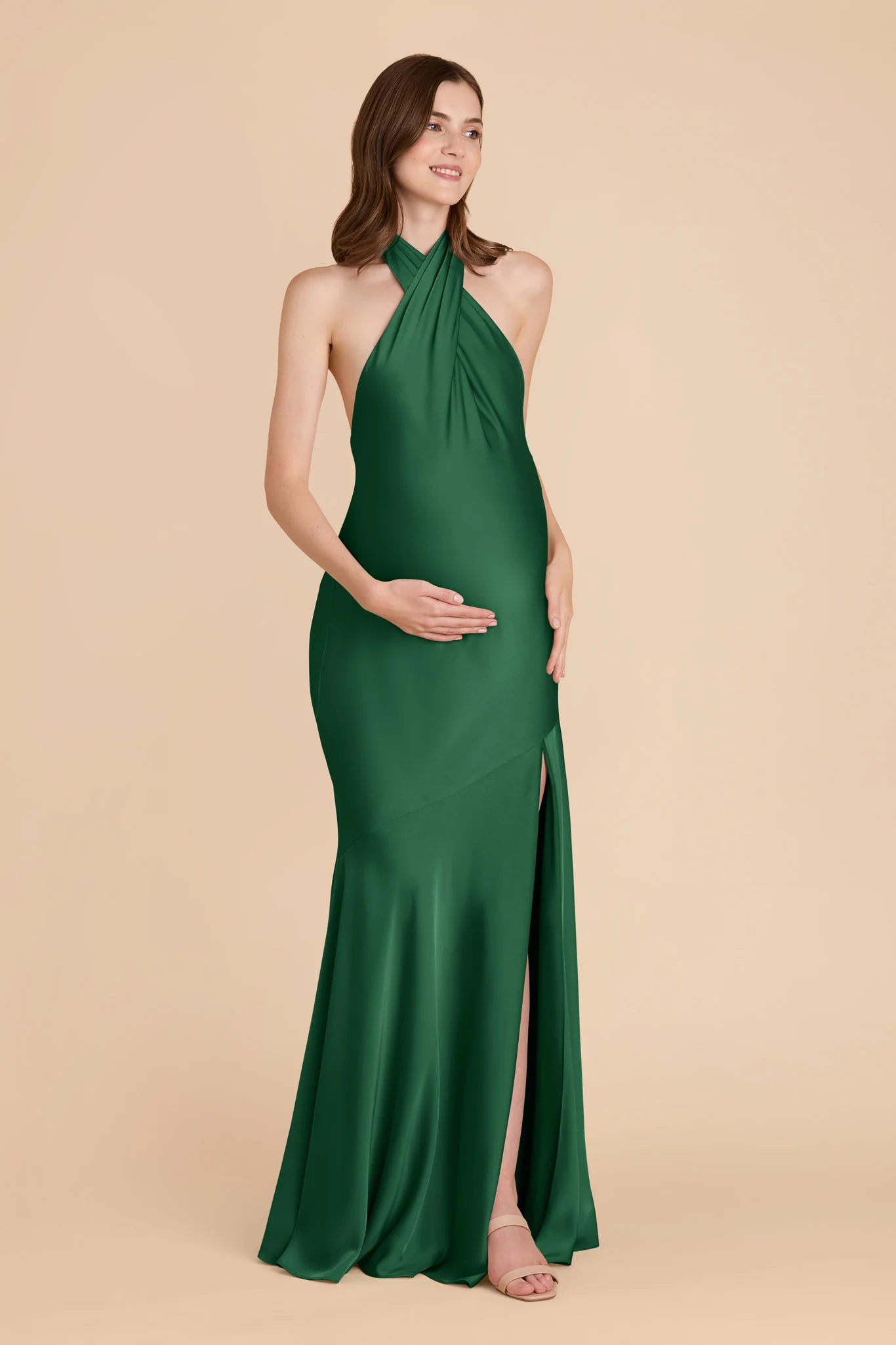 Stephanie Matte Satin Dress - Forest Green - Image 7