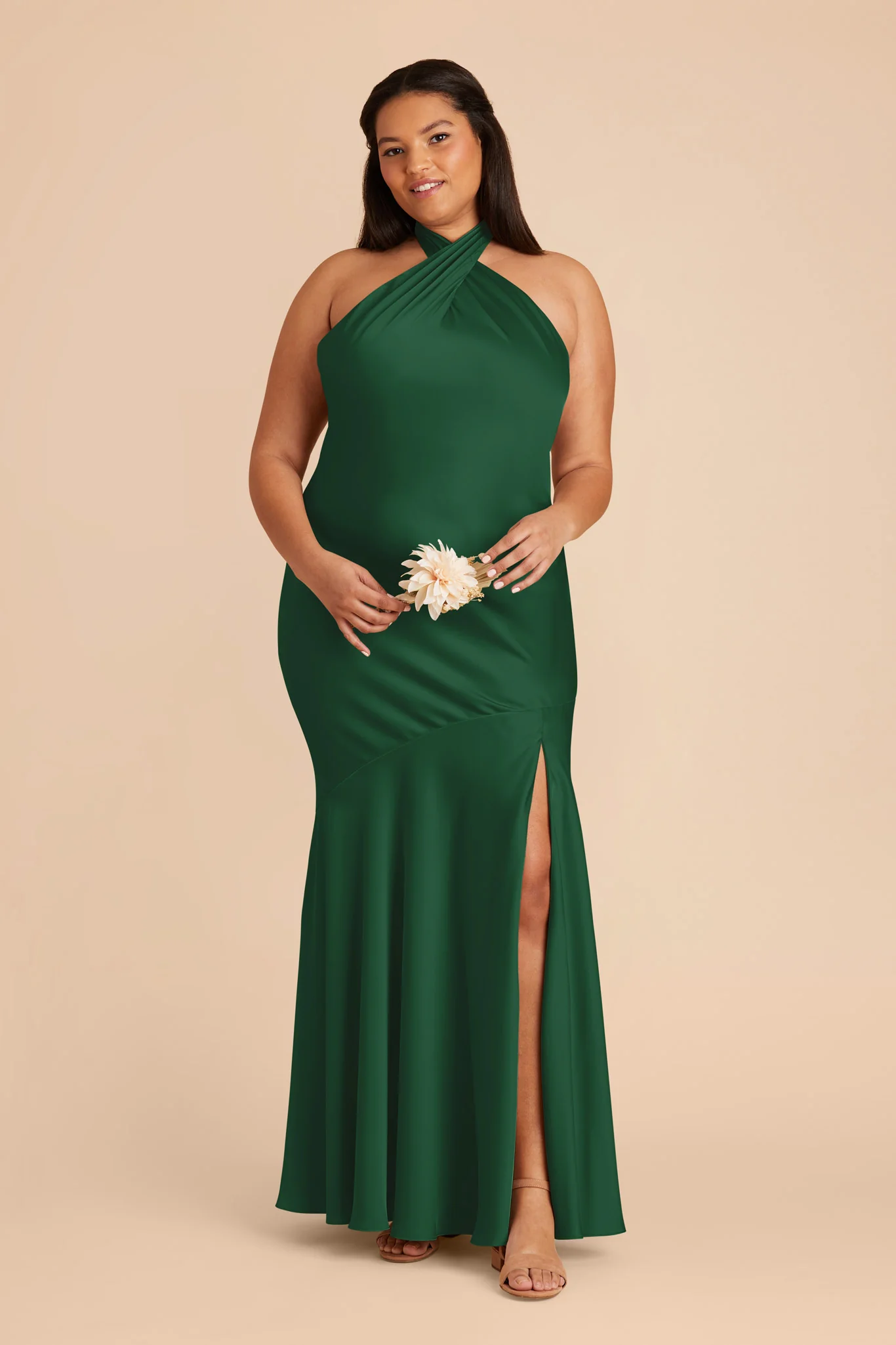 Stephanie Matte Satin Dress - Forest Green - Image 8