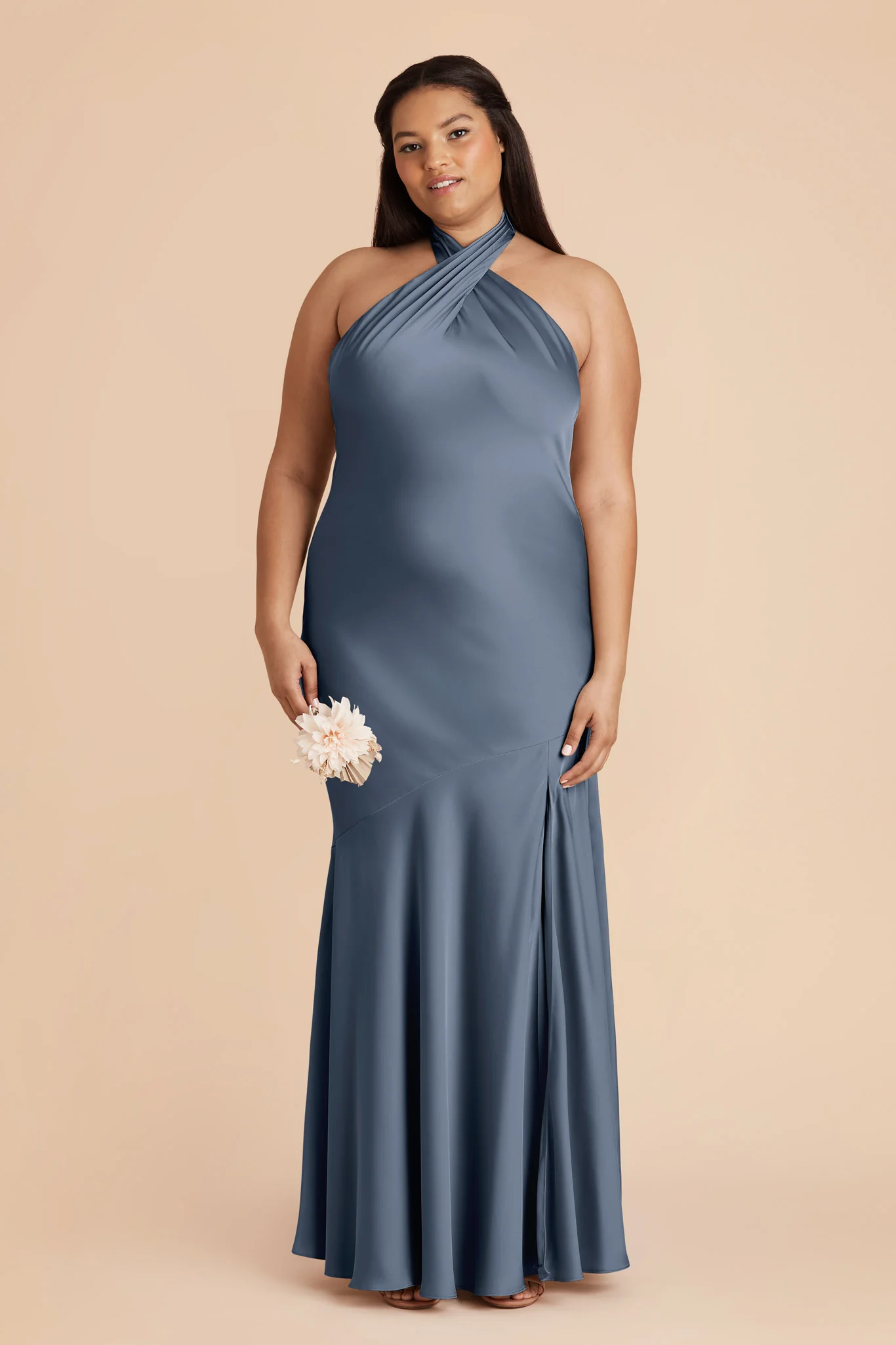 Stephanie Matte Satin Dress - French Blue - Image 2