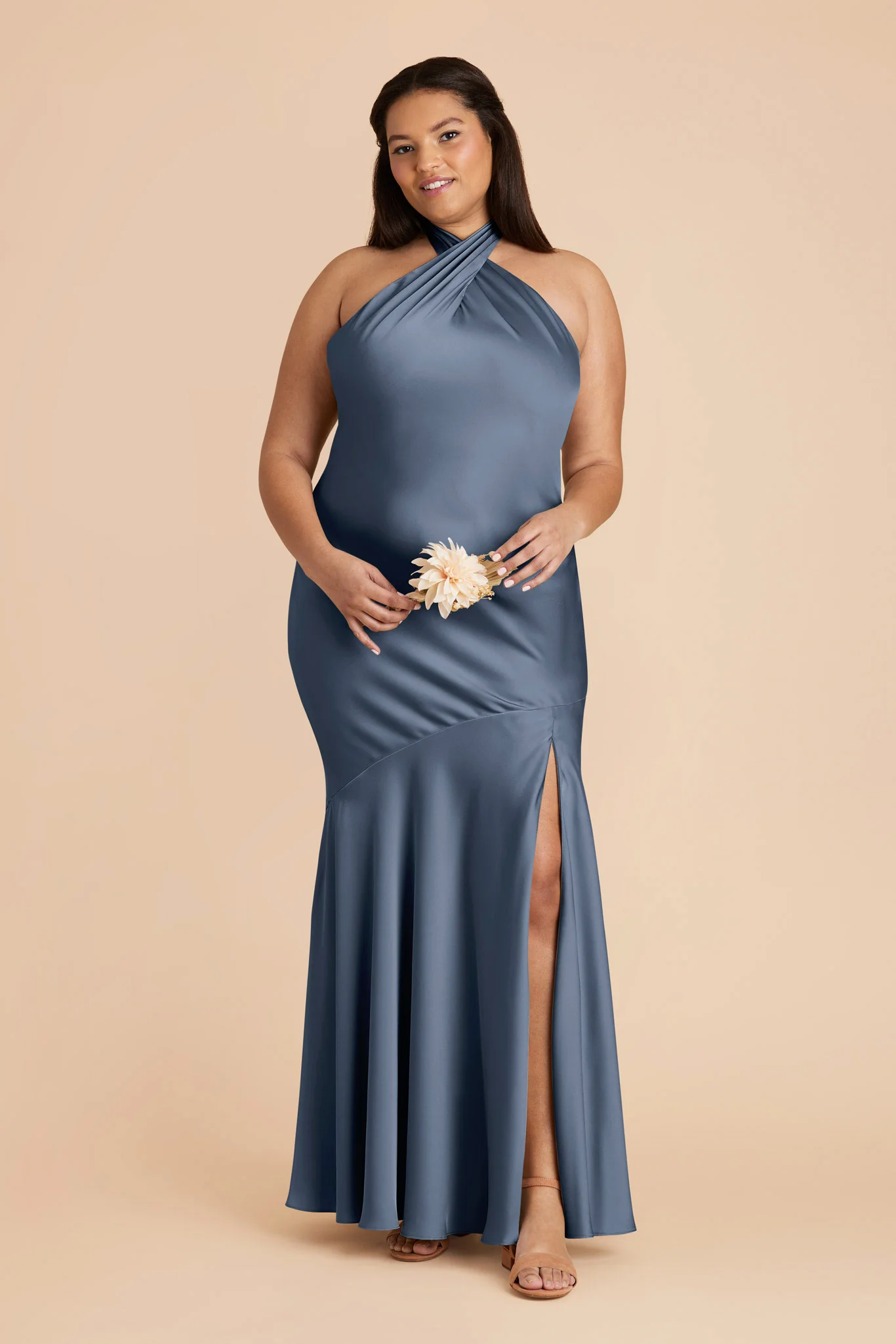 Stephanie Matte Satin Dress - French Blue - Image 6