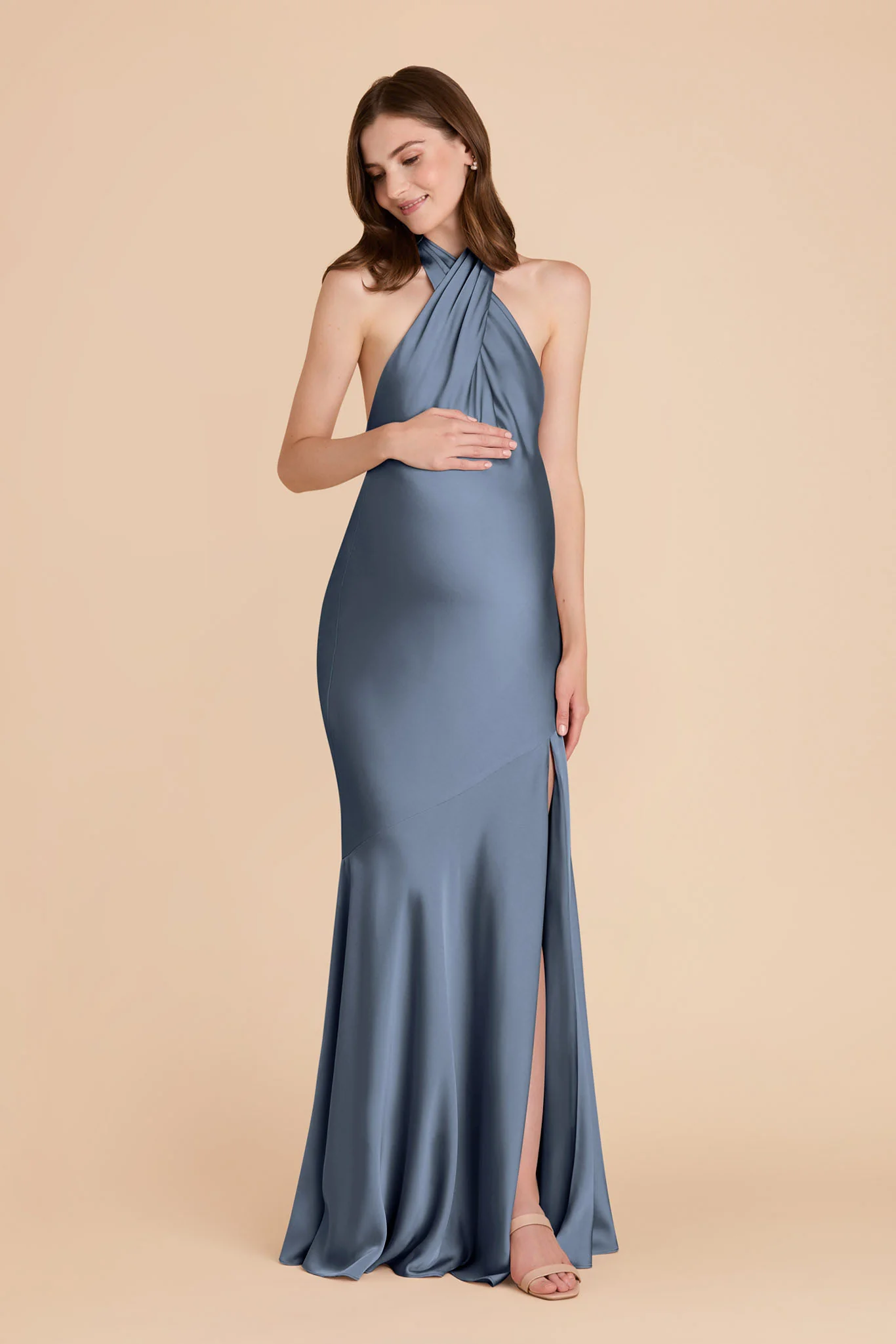 Stephanie Matte Satin Dress - French Blue - Image 7