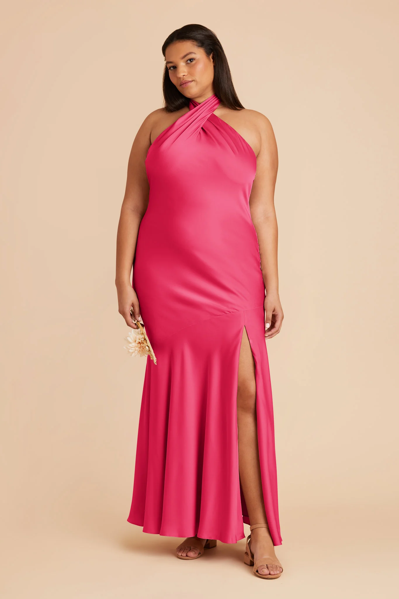 Stephanie Matte Satin Dress - Fuchsia - Image 6