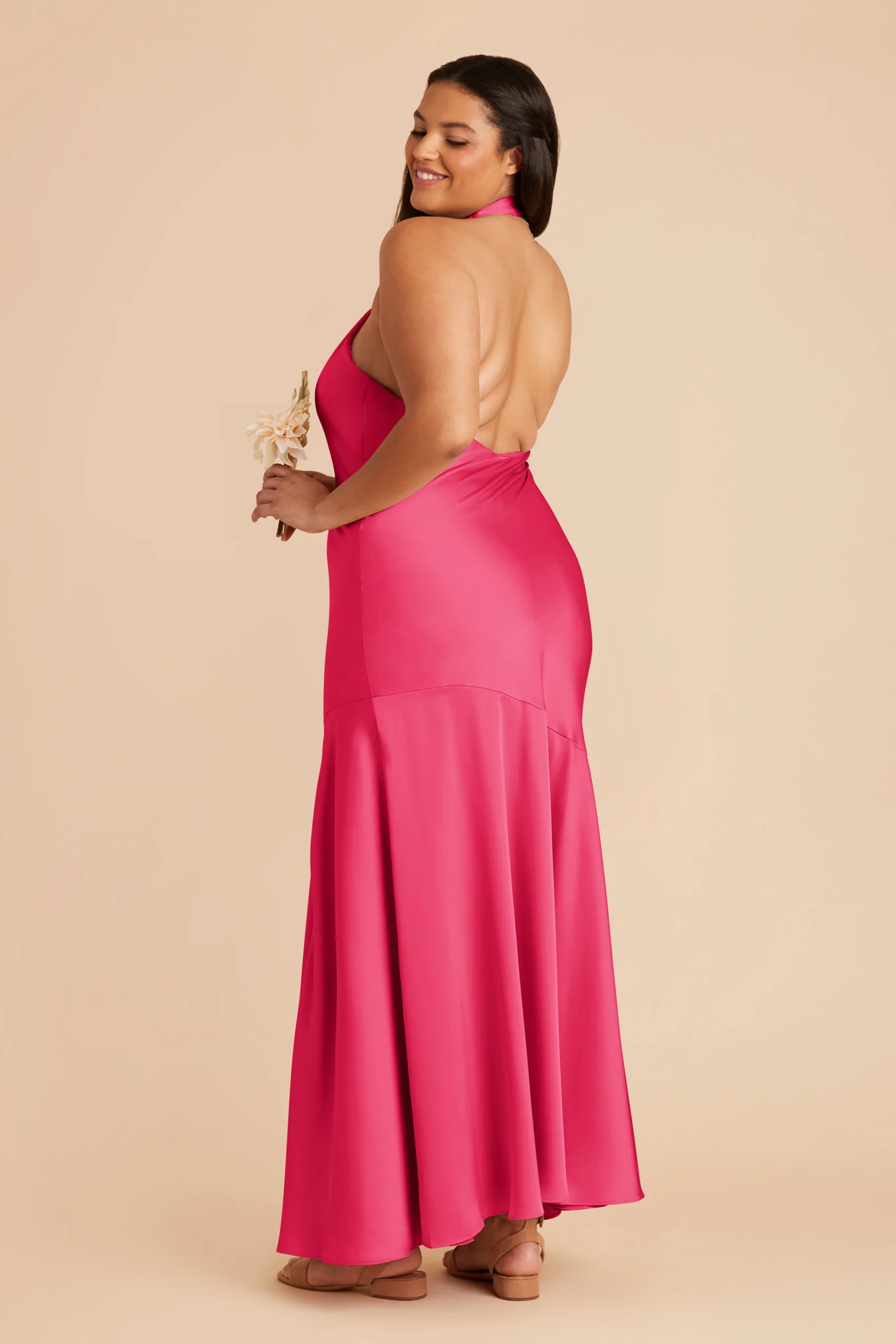 Stephanie Matte Satin Dress - Fuchsia - Image 8