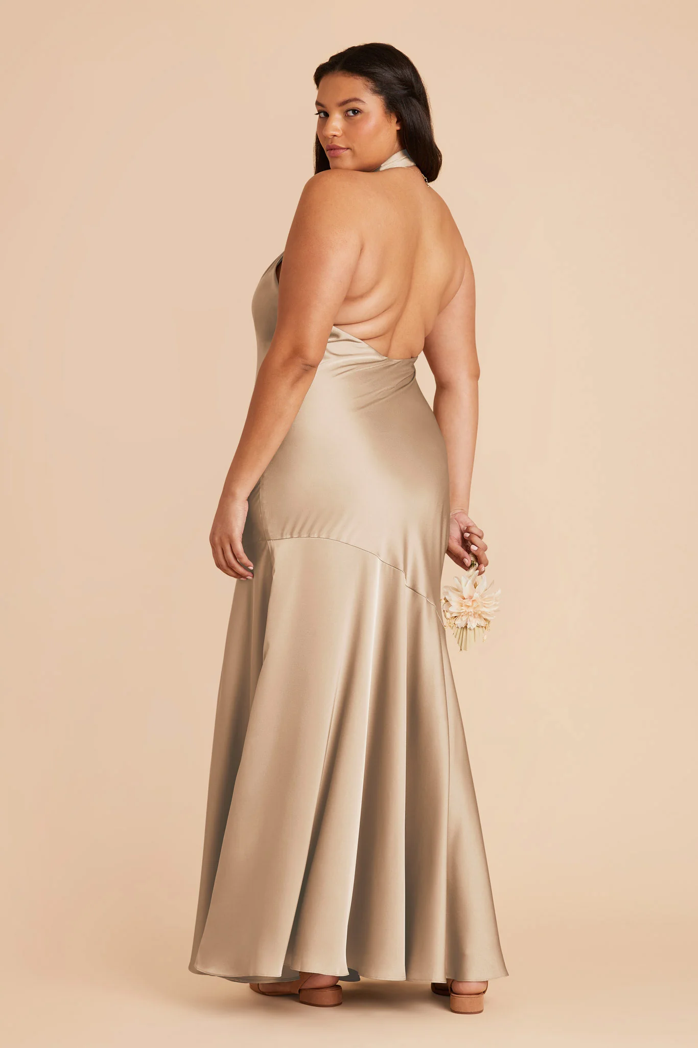 Stephanie Matte Satin Dress - Gold - Image 9