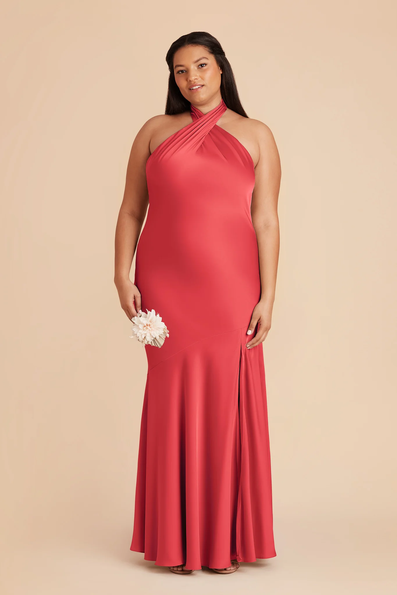 Stephanie Matte Satin Dress - Guava - Image 2