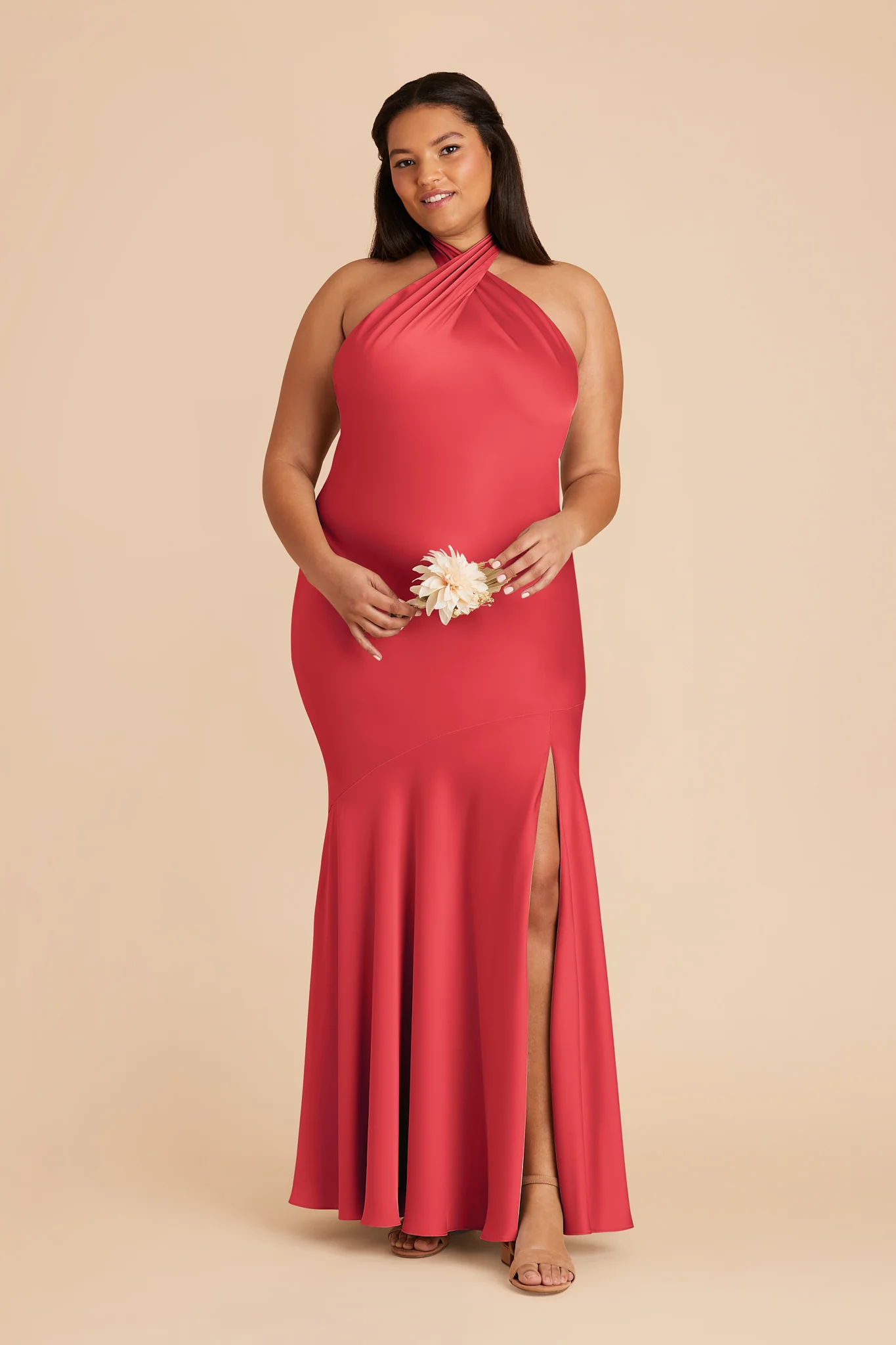 Stephanie Matte Satin Dress - Guava - Image 6
