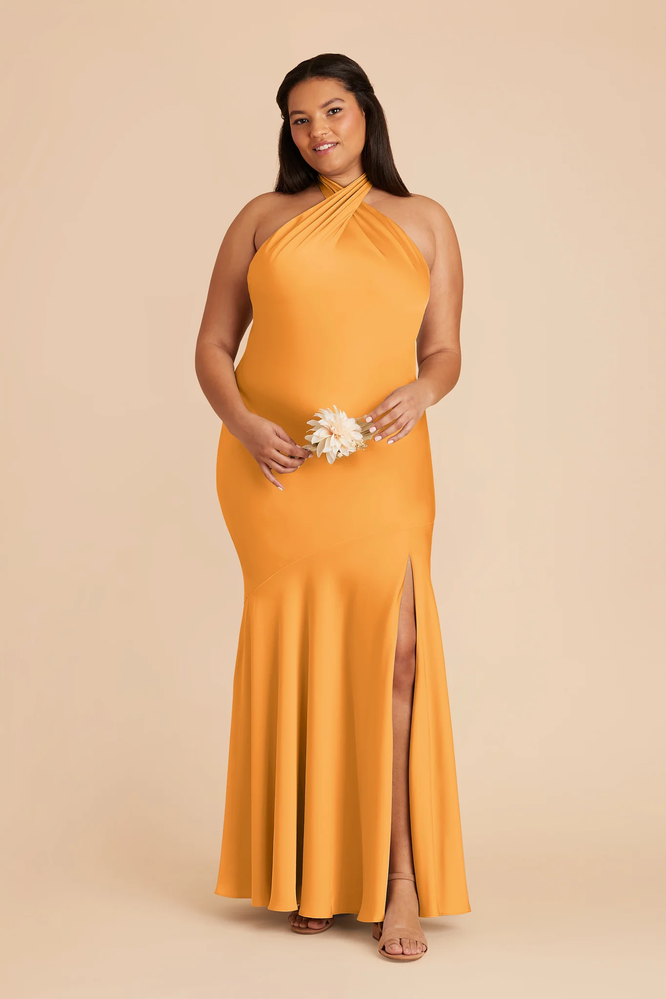 Stephanie Matte Satin Dress - Mango - Image 6