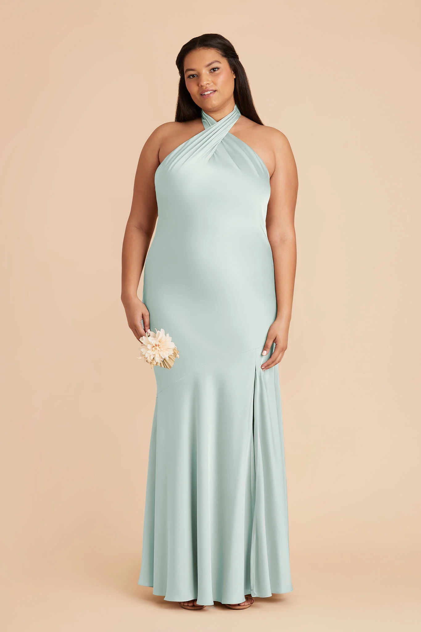 Stephanie Matte Satin Dress - Mint - Image 3