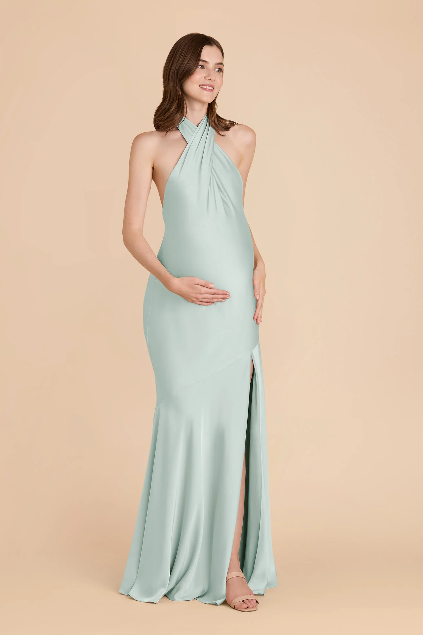 Stephanie Matte Satin Dress - Mint - Image 7