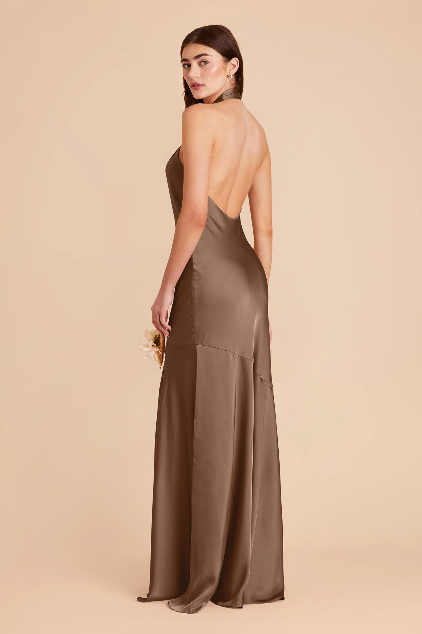 Stephanie Matte Satin Dress - Mocha - Image 5
