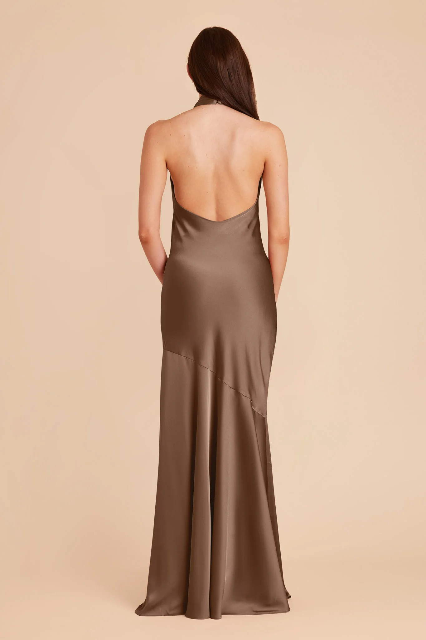Stephanie Matte Satin Dress - Mocha - Image 6