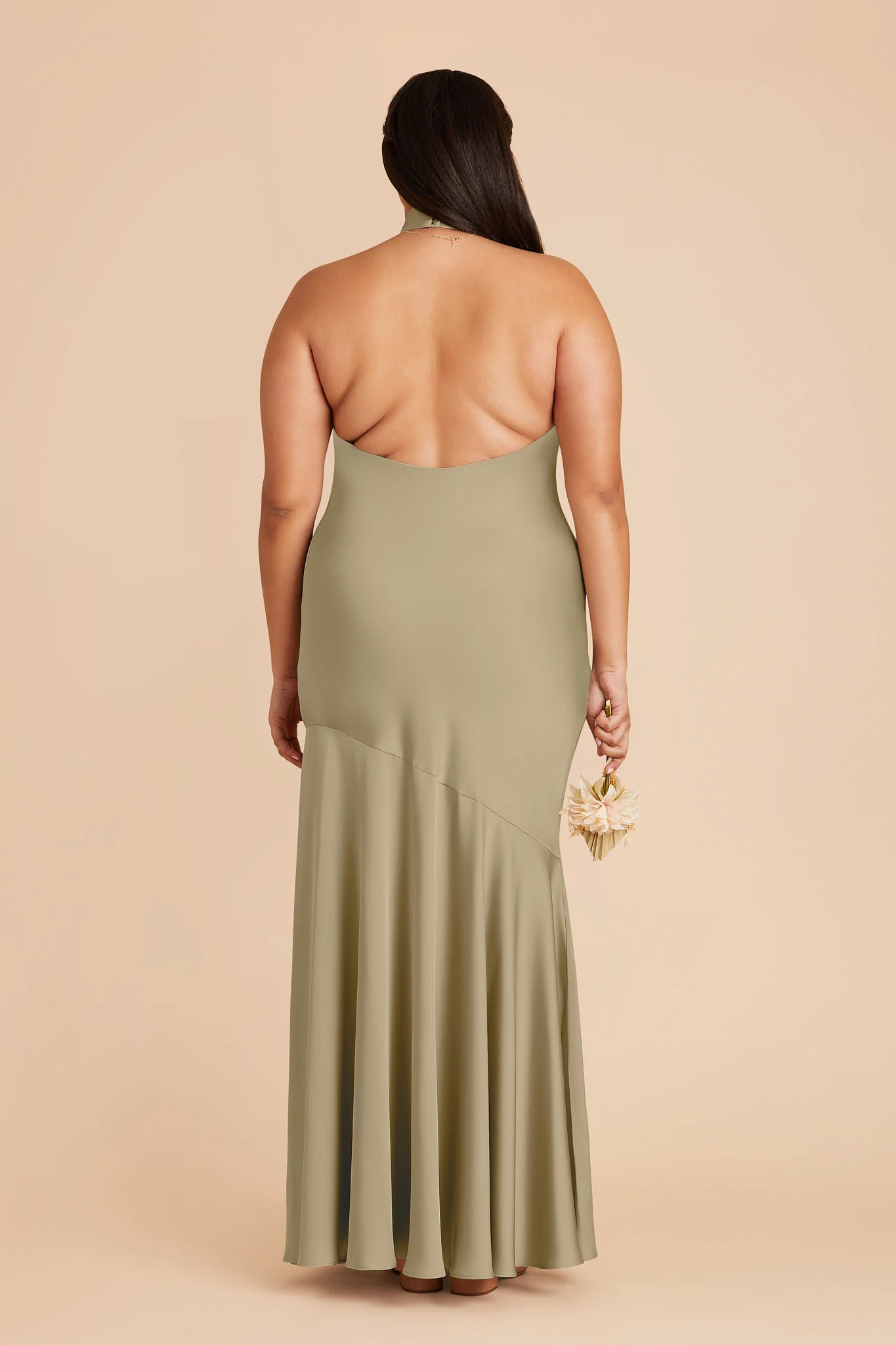 Stephanie Matte Satin Dress - Moss Green - Image 12