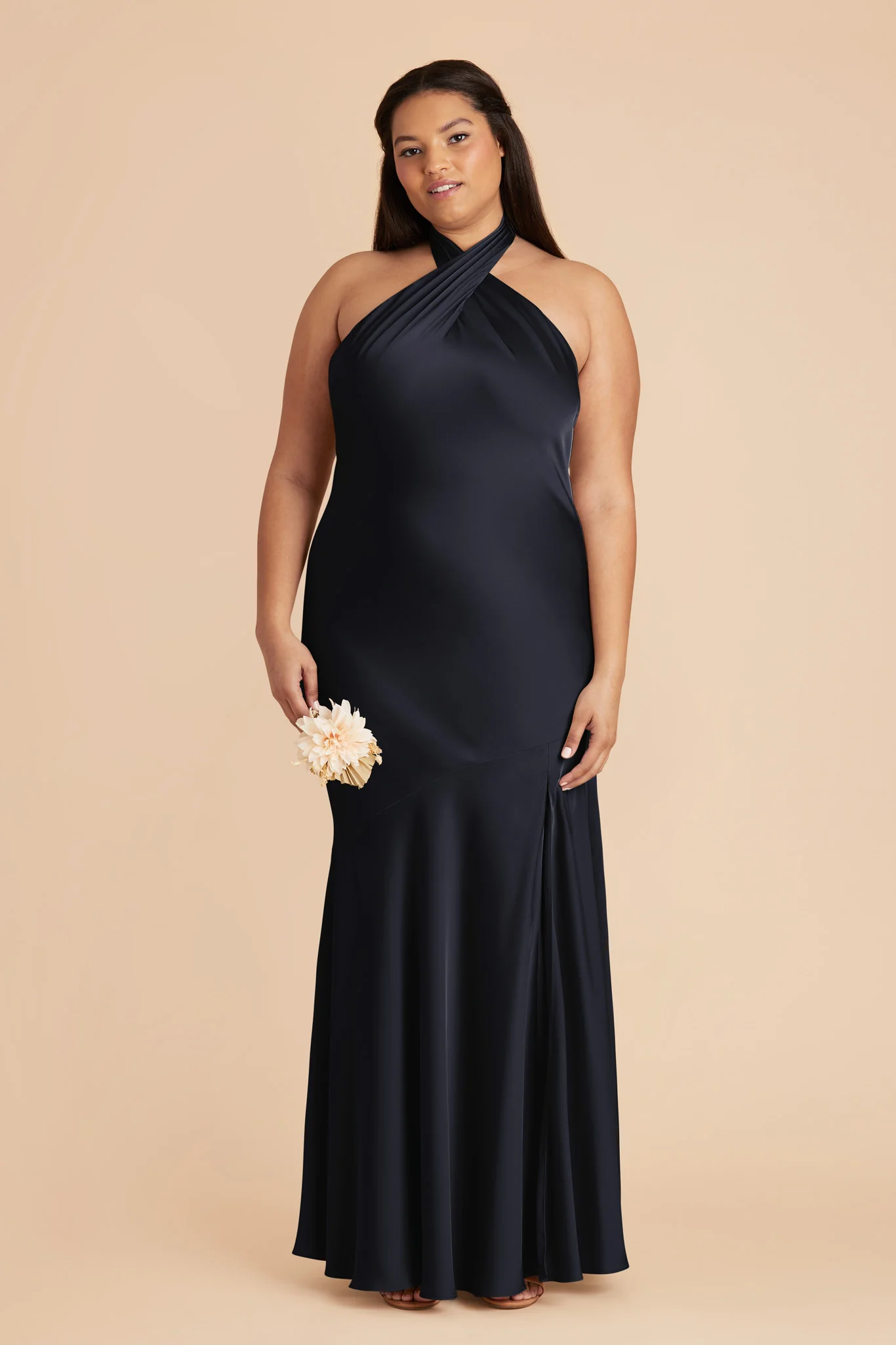 Stephanie Matte Satin Dress - Navy - Image 2