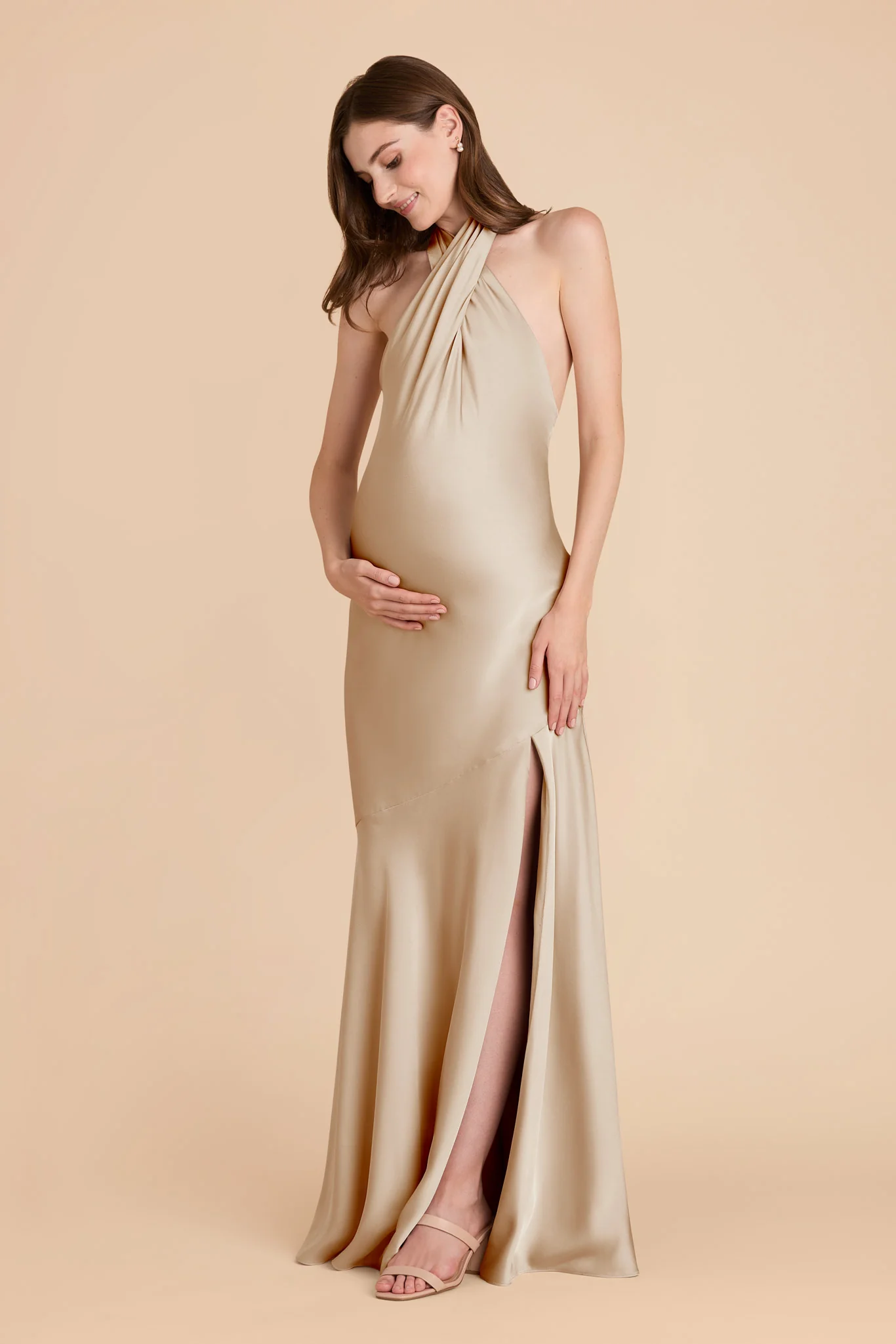 Stephanie Matte Satin Dress - Neutral Champagne - Image 7