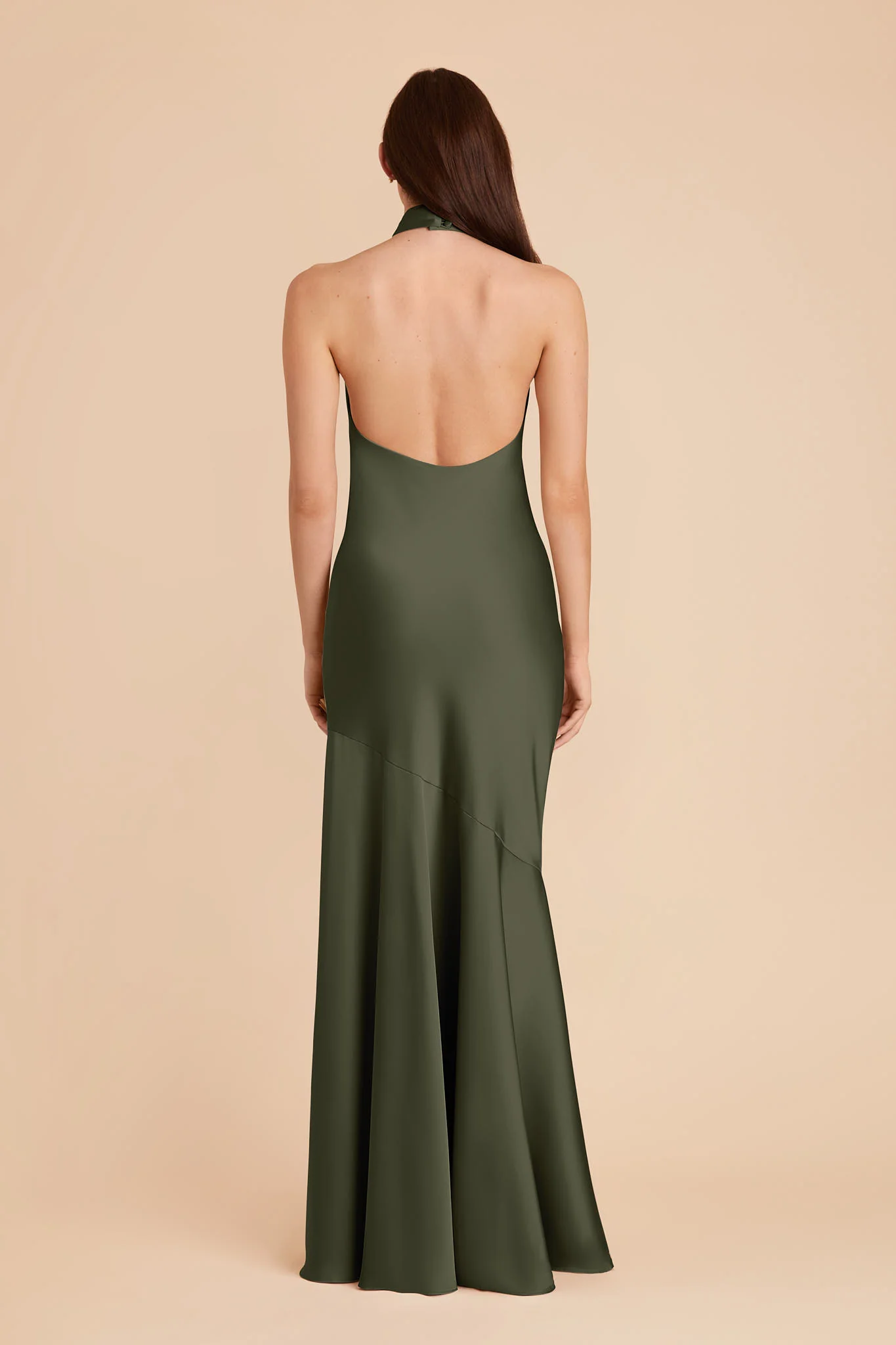 Stephanie Matte Satin Dress - Olive - Image 5