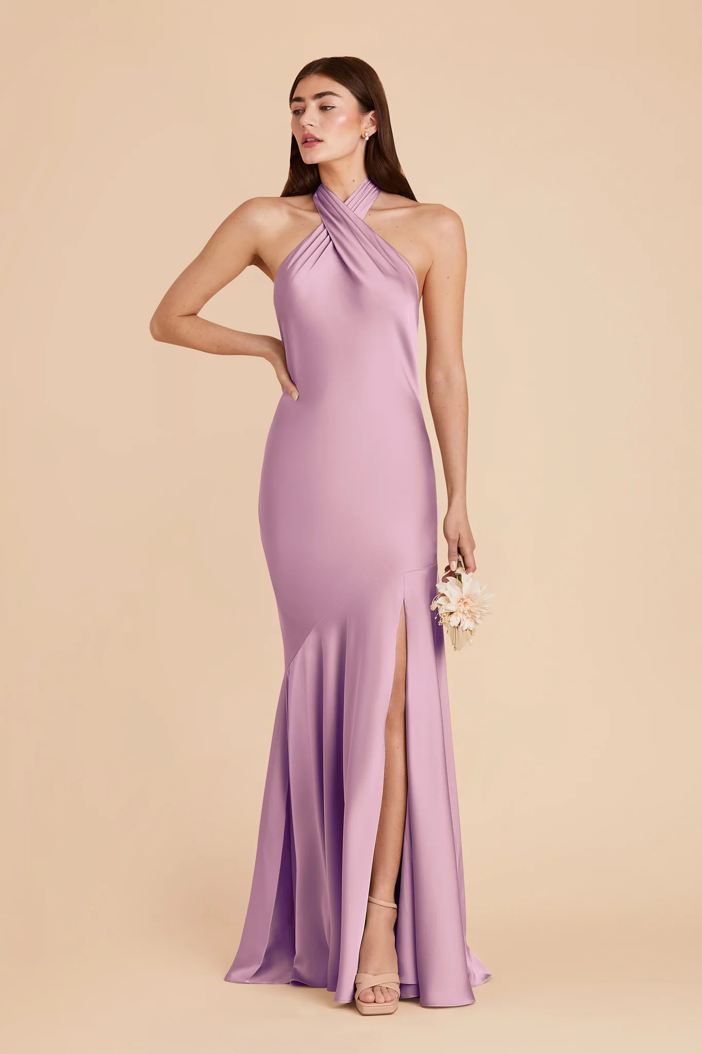 Stephanie Matte Satin Dress - Orchid - Image 3