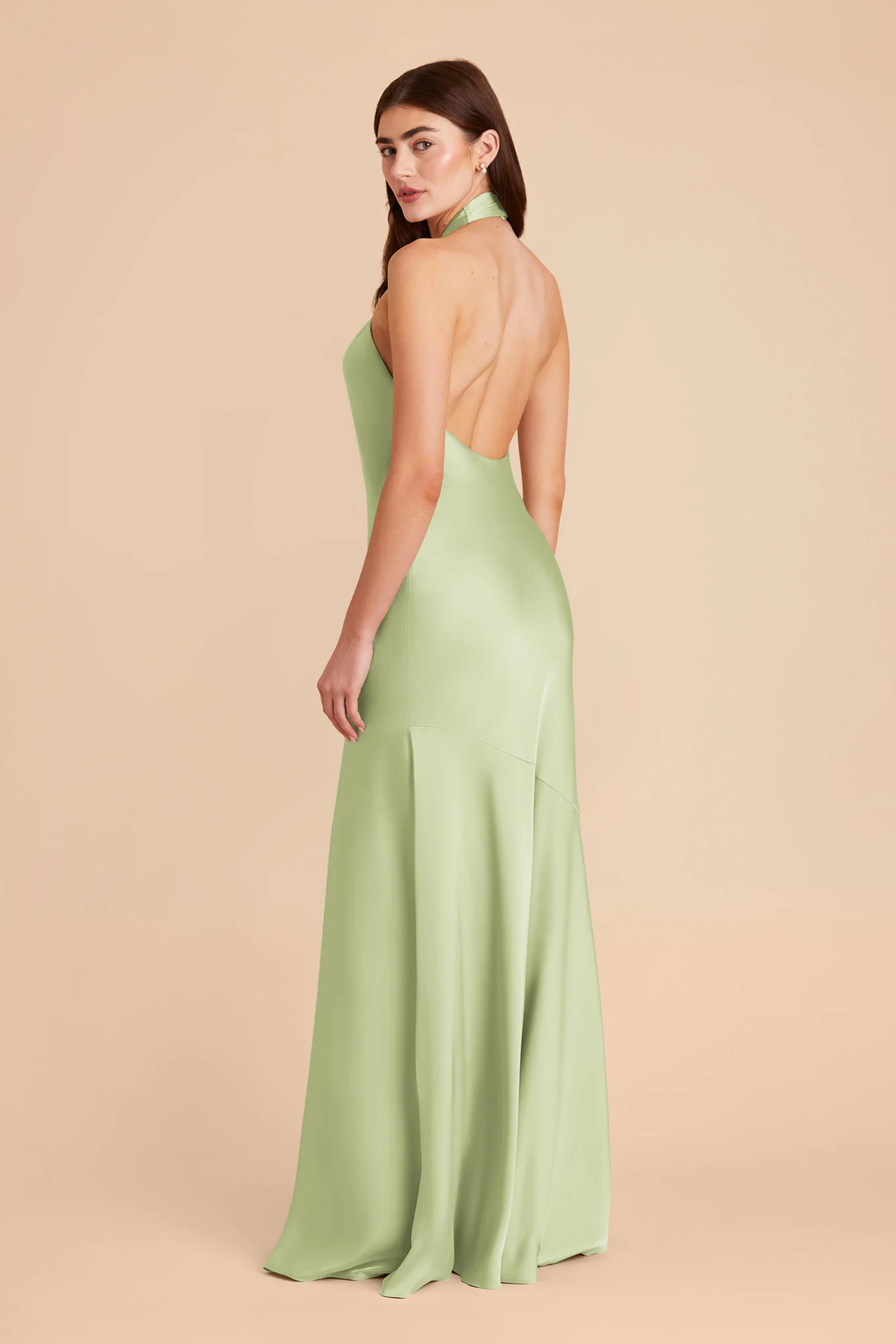 Stephanie Matte Satin Dress - Pale Pistachio - Image 5