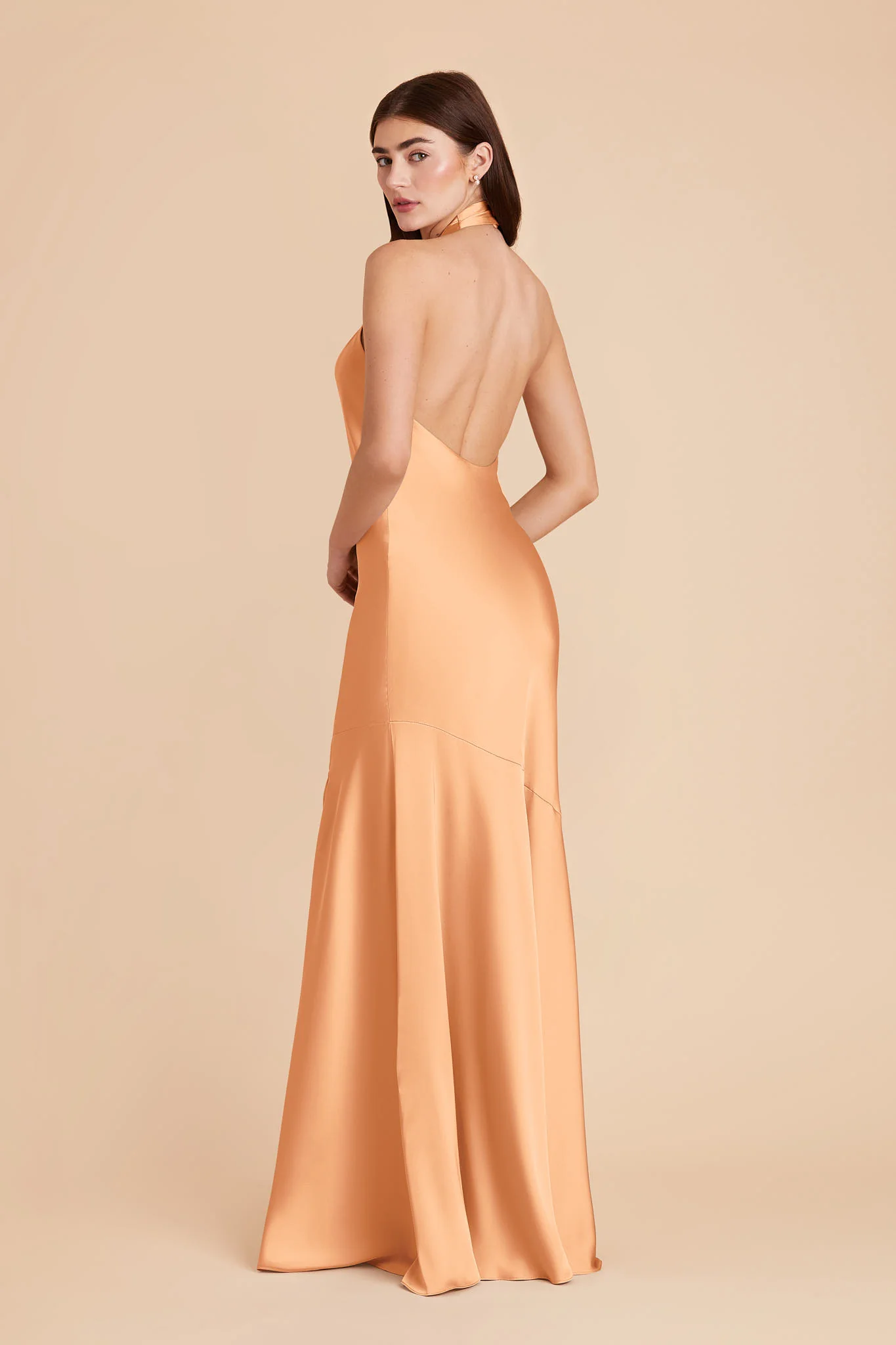 Stephanie Matte Satin Dress - Peach - Image 5
