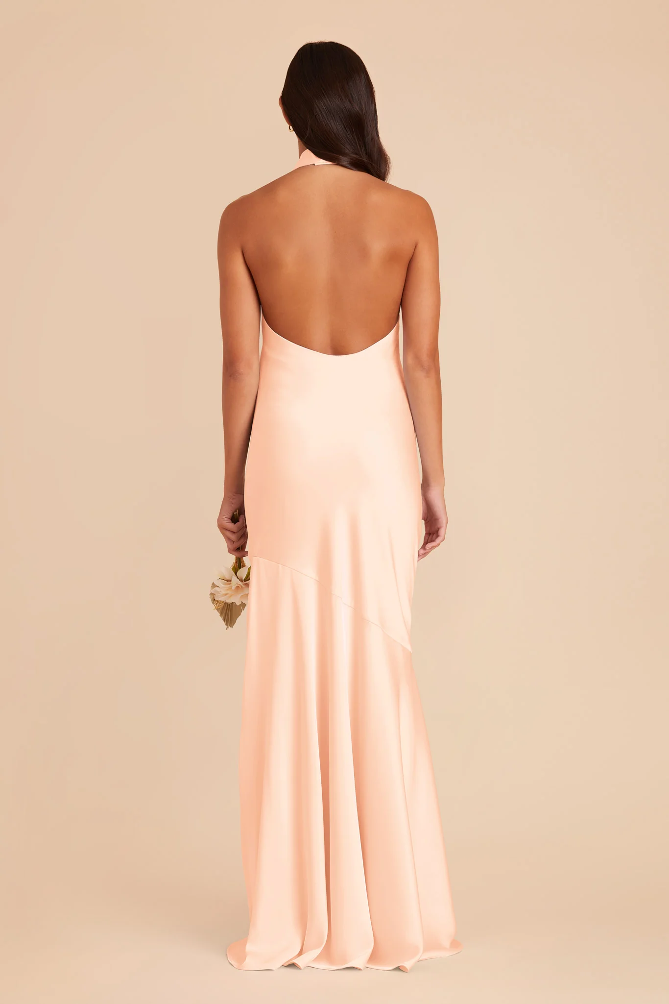 Stephanie Matte Satin Dress - Peach Cream - Image 6