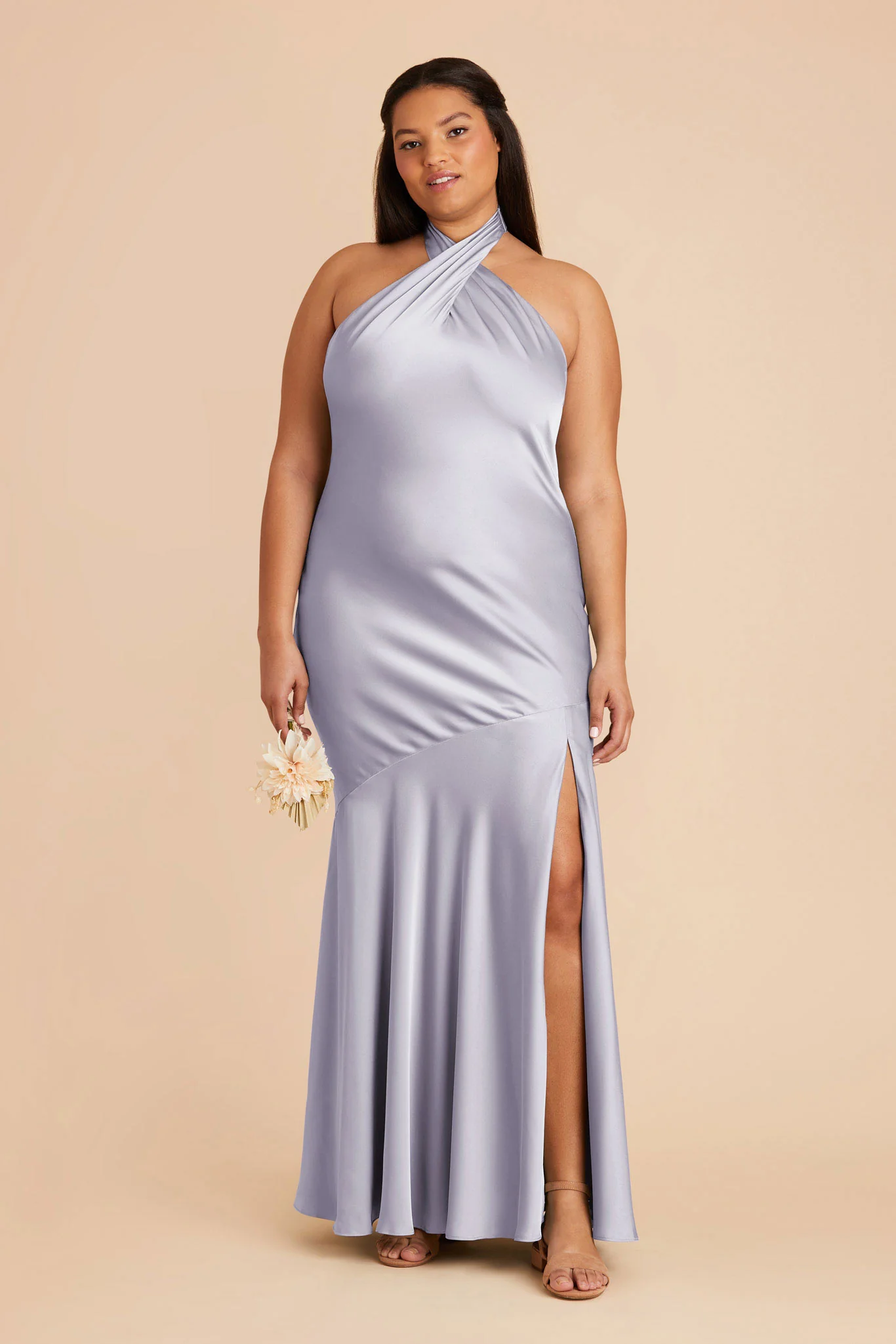 Stephanie Matte Satin Dress - Periwinkle Blue - Image 6