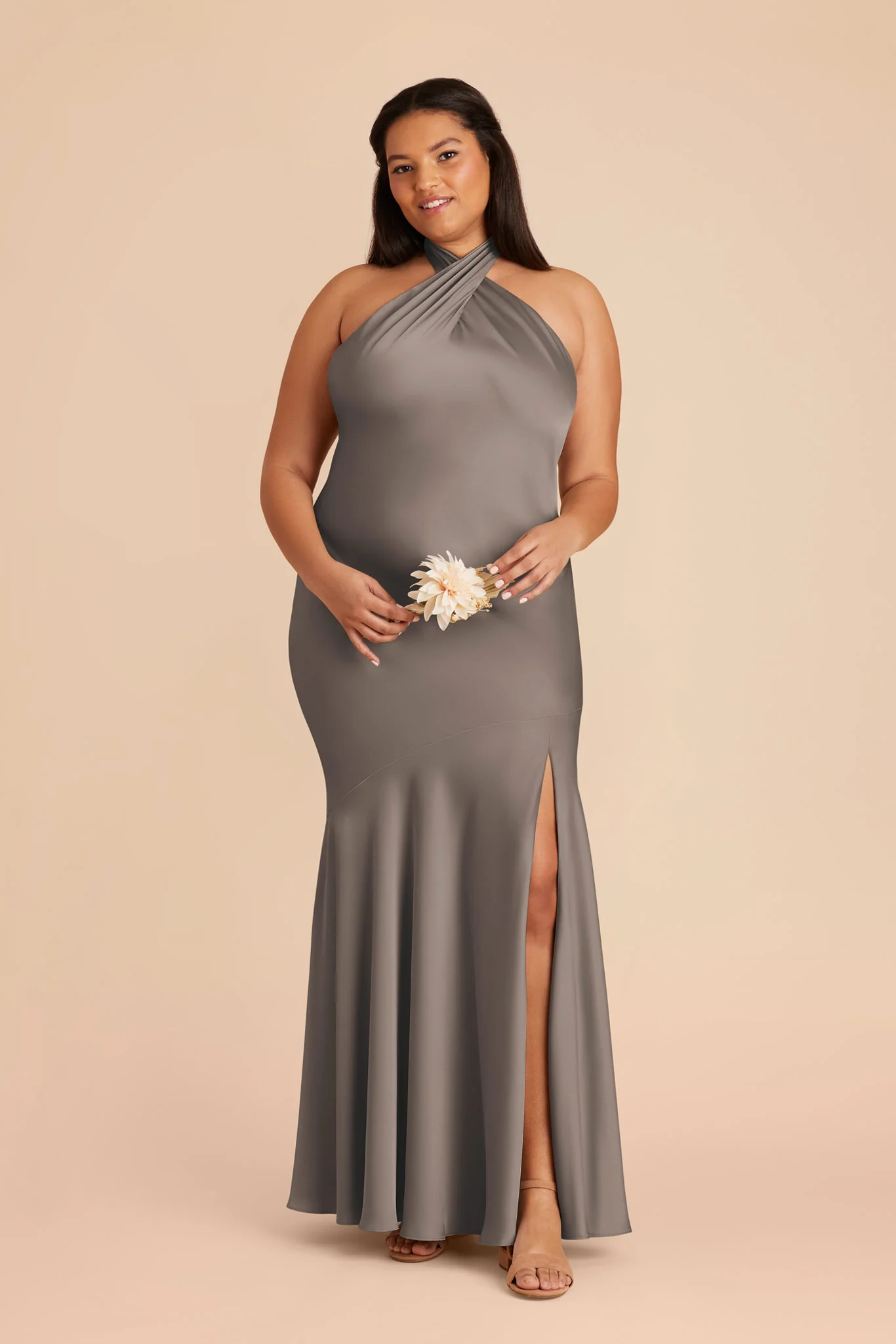Stephanie Matte Satin Dress - Quartz - Image 8