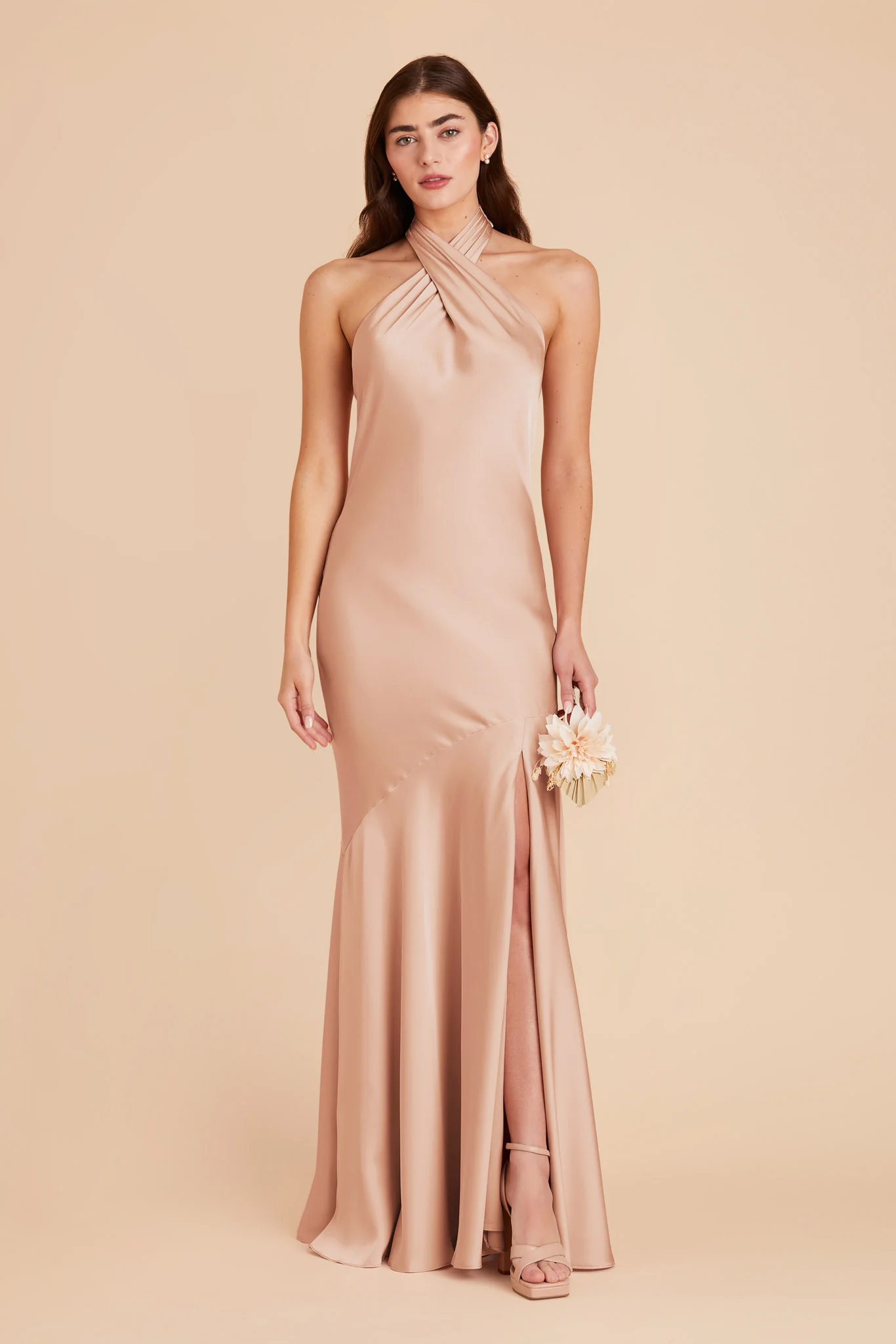 Stephanie Matte Satin Dress - Rose Gold - Image 3