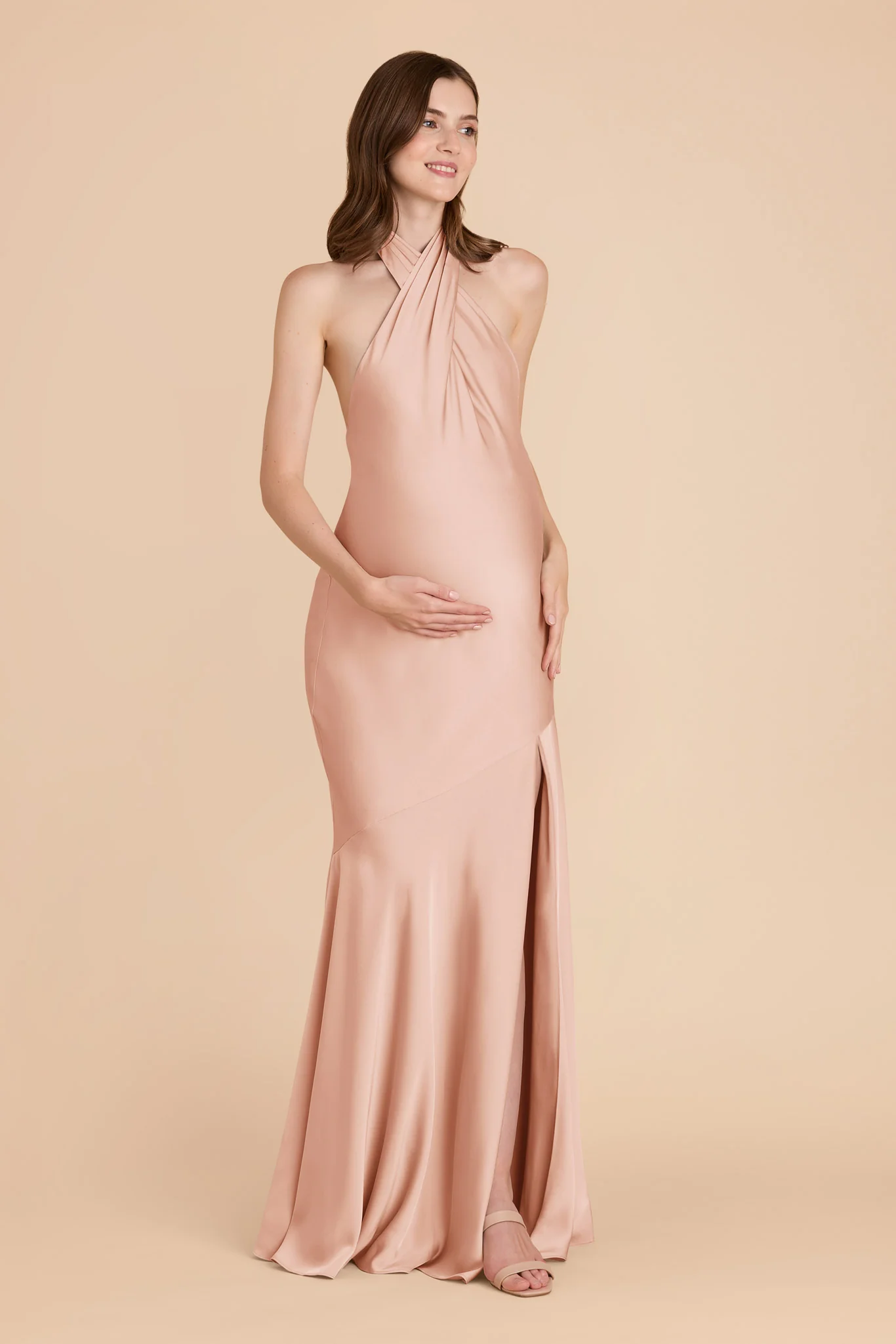 Stephanie Matte Satin Dress - Rose Gold - Image 7