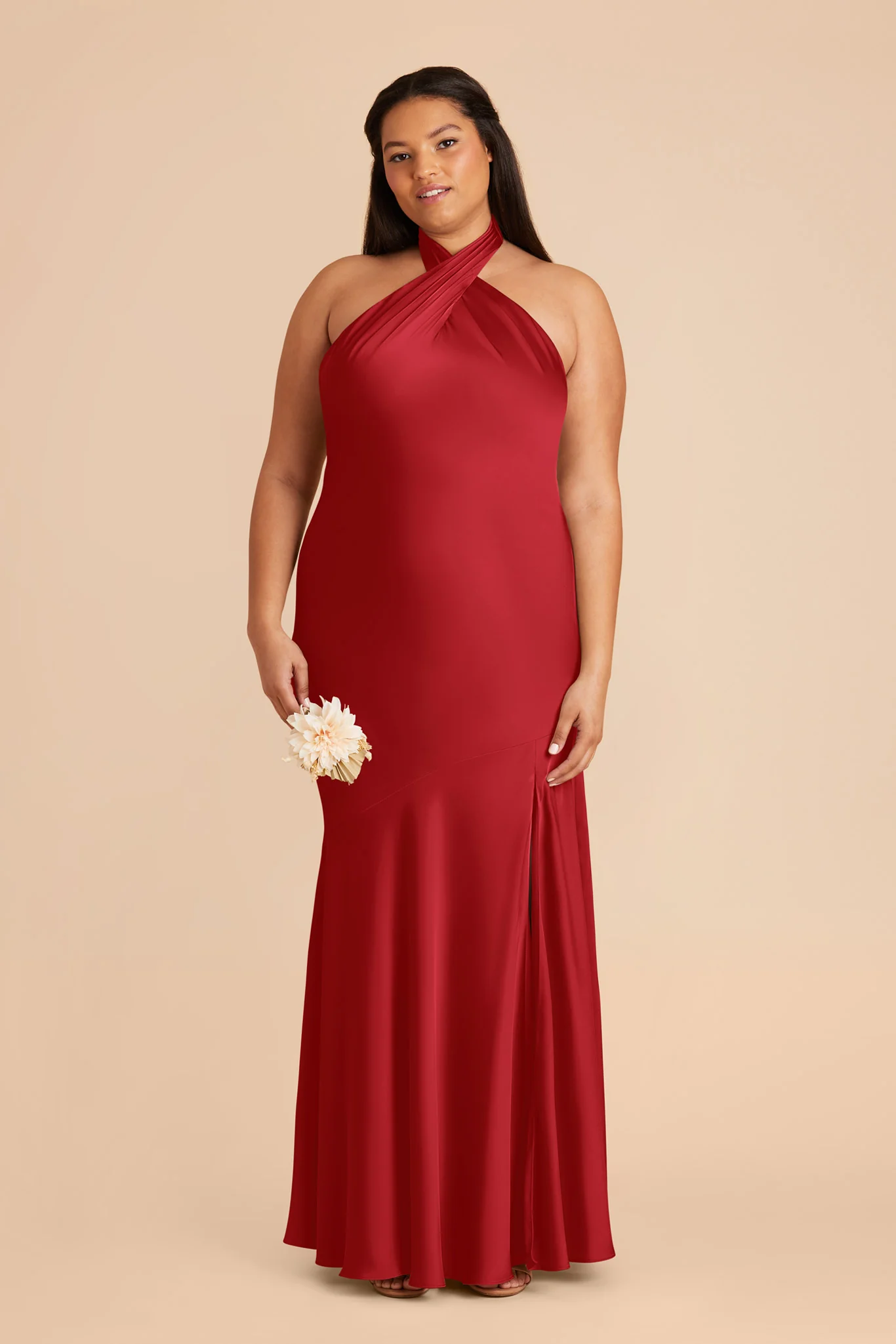 Stephanie Matte Satin Dress - Ruby Red - Image 2