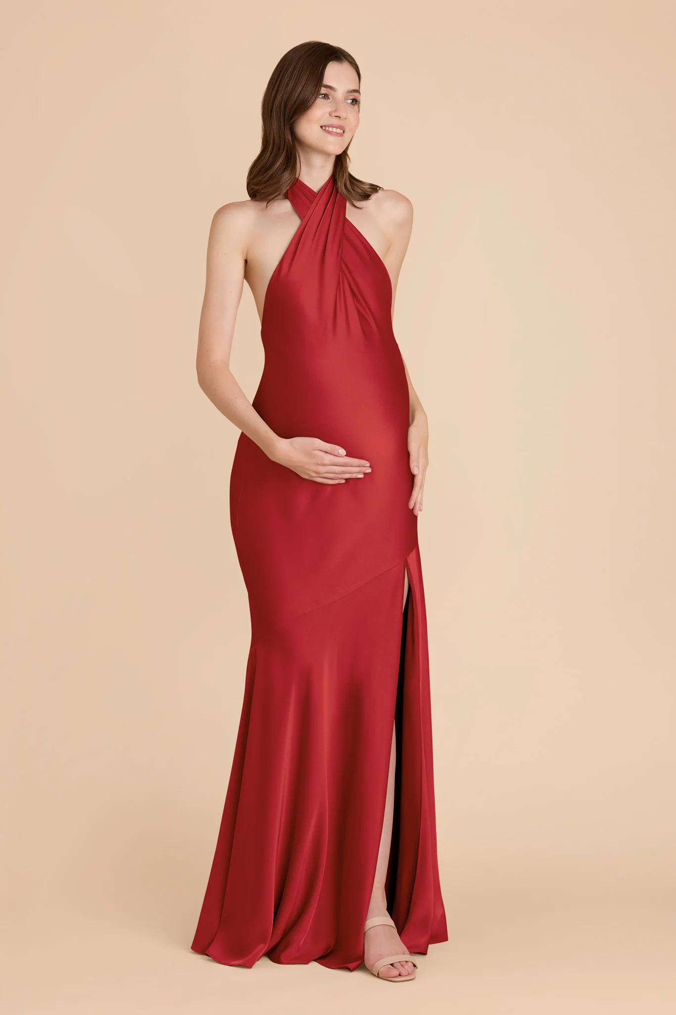 Stephanie Matte Satin Dress - Ruby Red - Image 7
